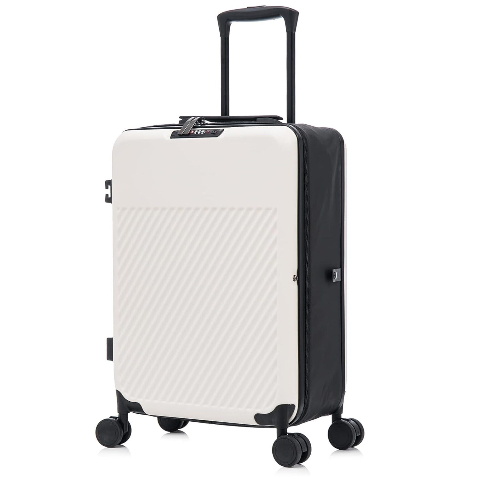MS-Point Trolley Faltbarer Microfaser Hartschalen Koffer mit Rollen Weiß, 4 Rollen