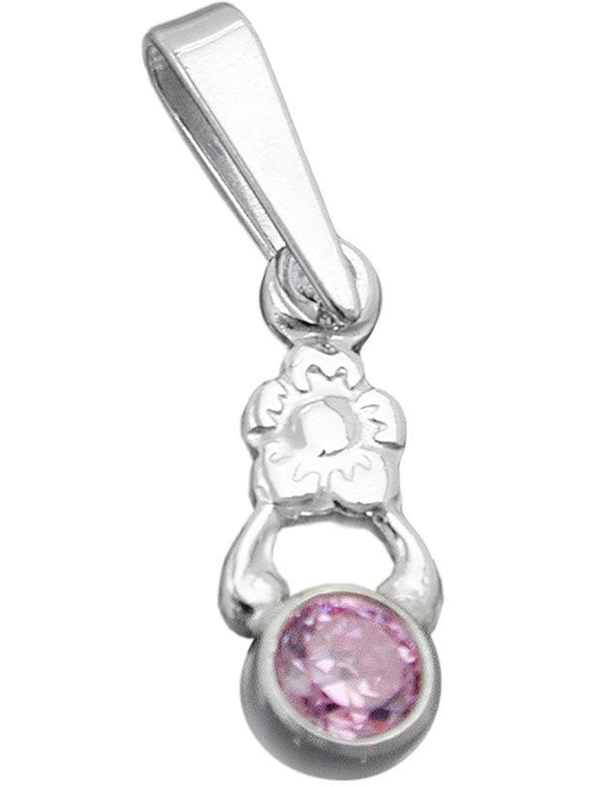 Gallay Blumenanhänger Anhänger 12x4,5mm Blume Zirkonia pink Silber 925 (1-tlg)