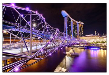 Wallario Wandfolie, Helix-Brücke in Singapur bei Nacht, wasserresistent, geeignet für Bad und Dusche
