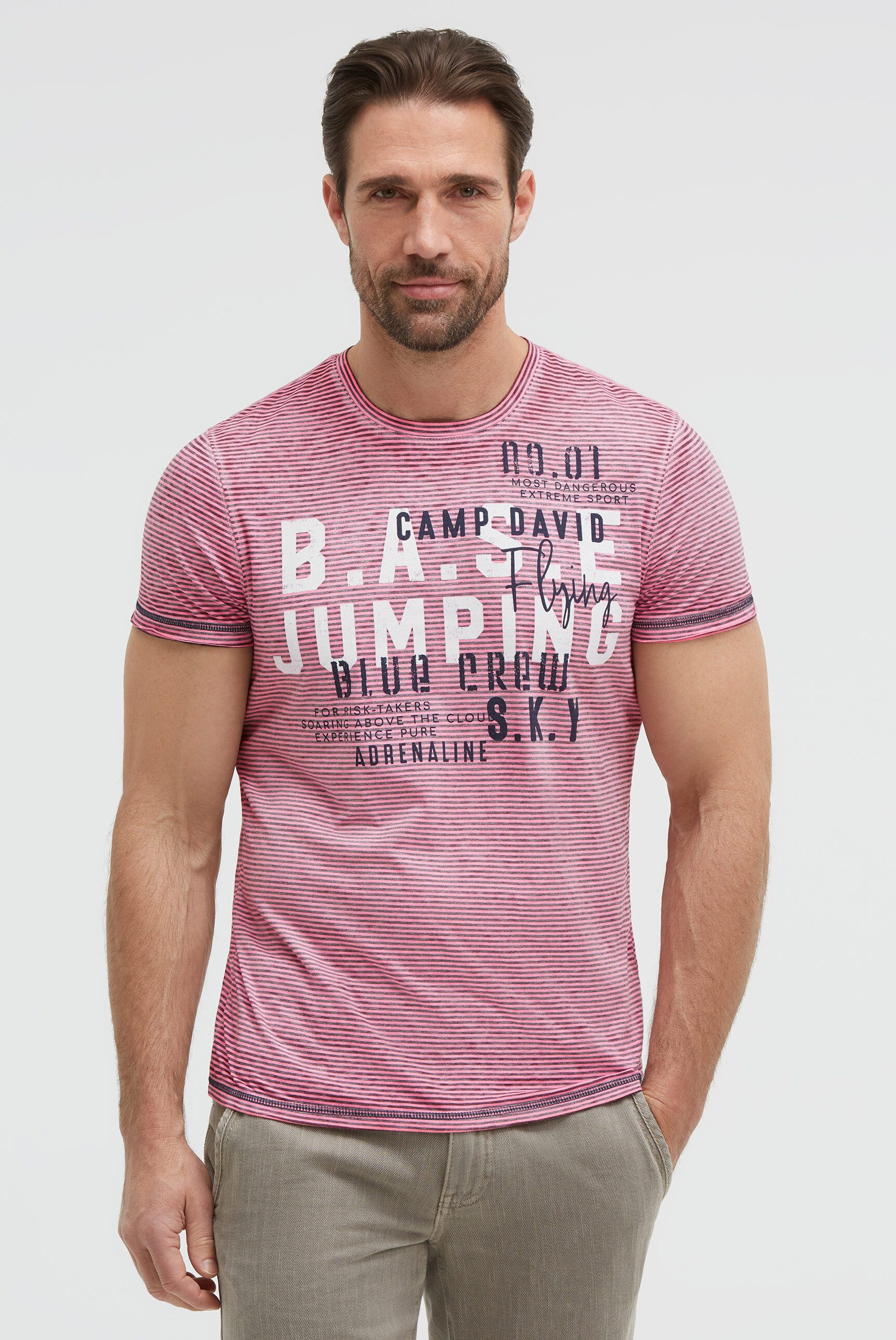 CAMP DAVID Rundhalsshirt mit Ausbrenner-Effekten