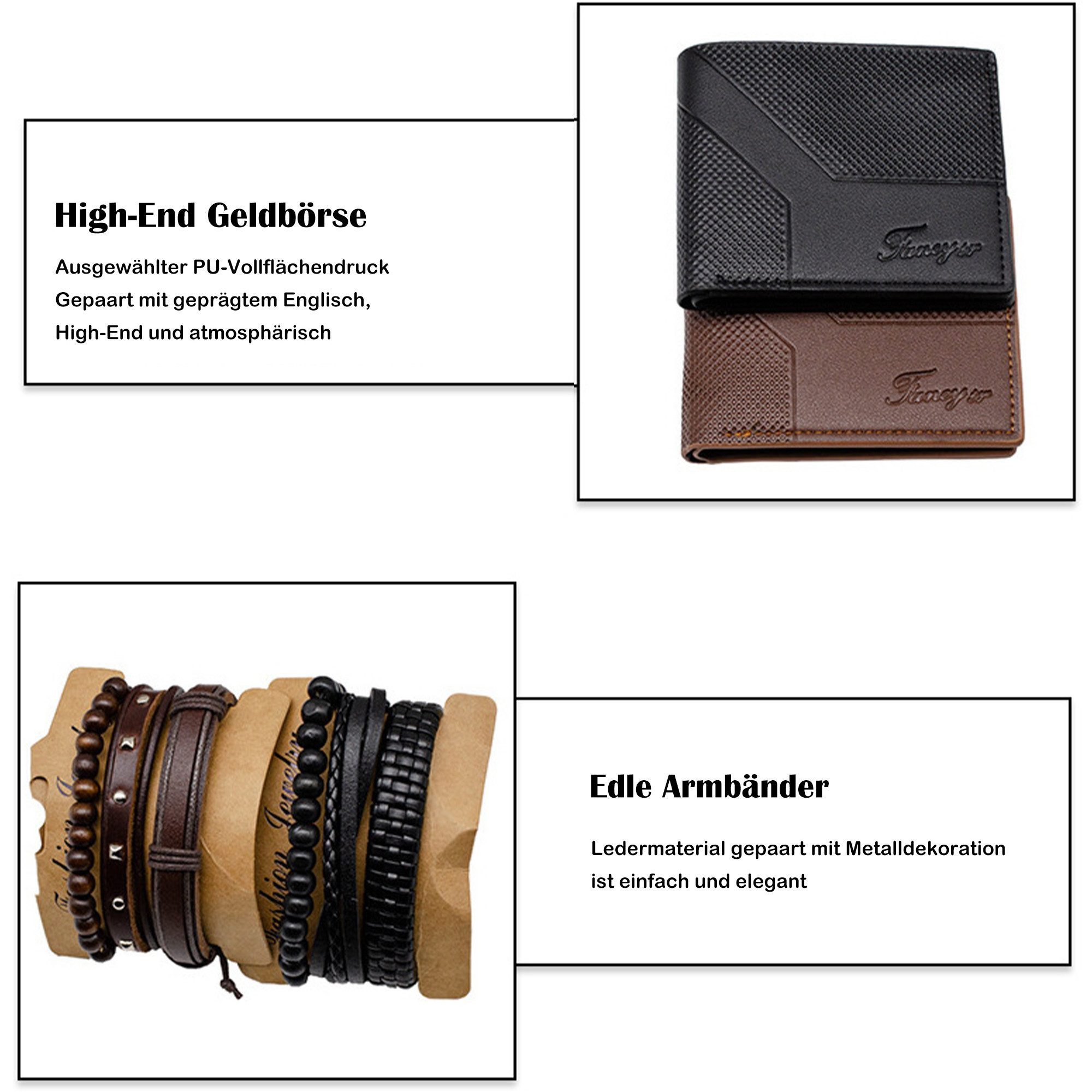 Luckice Geschenkbox 7pcs Geschenk für Männer Gürtel Set,Geburtstag Geschenke (mit Gürtel, Geldbörse, Quarzuhr, Kugelschreiber, Manschettenknöpfe, Krawatte, Armband, Herren Geschenkbox Sets), Vatertag,Valentinstag,Geburtstagsgeschenke,Weihnachtsgeschenk