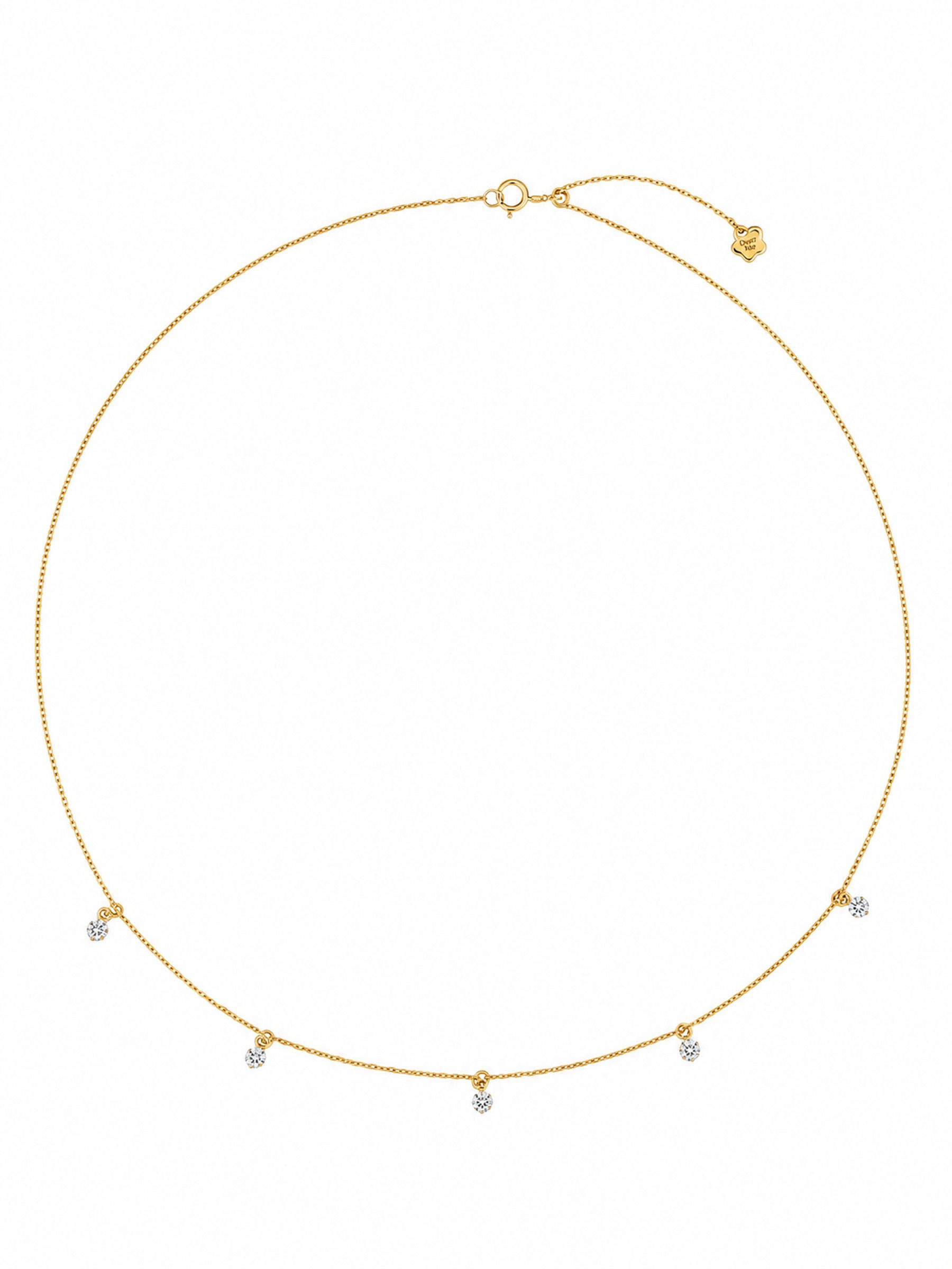 Dear Me Goldkette 585 Gold Evolution Runde Zirkonia Anhänger, 14K Gelbgold/ Weißgold Halskette Kristalle, 585 Echtgold Schmuck