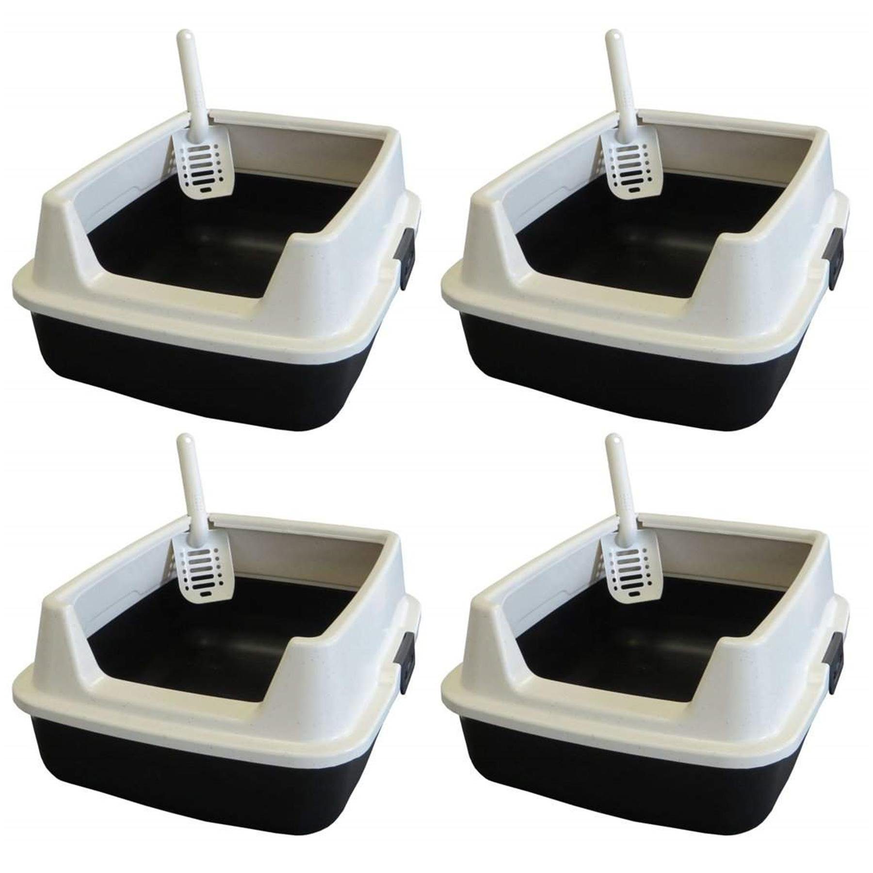 Katzentoilette 4er Sparpack Katzentoilette Katzenklo MARCELLO mit extra hohem Rand