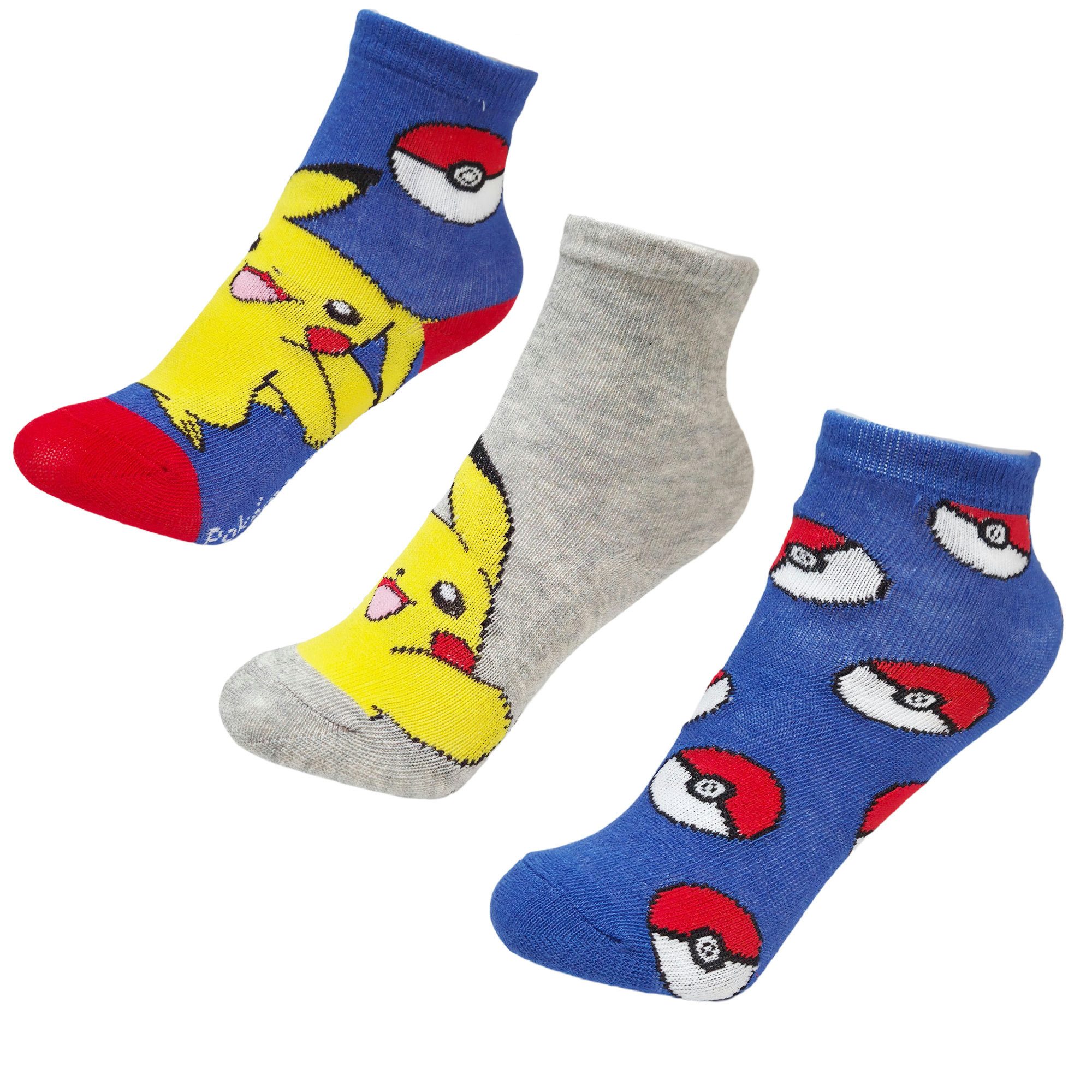 POKÉMON Langsocken Pokemon Pikachu Pokeball Kinder lange Socken 3er Pack Gr. 23-34 (3-Paar)