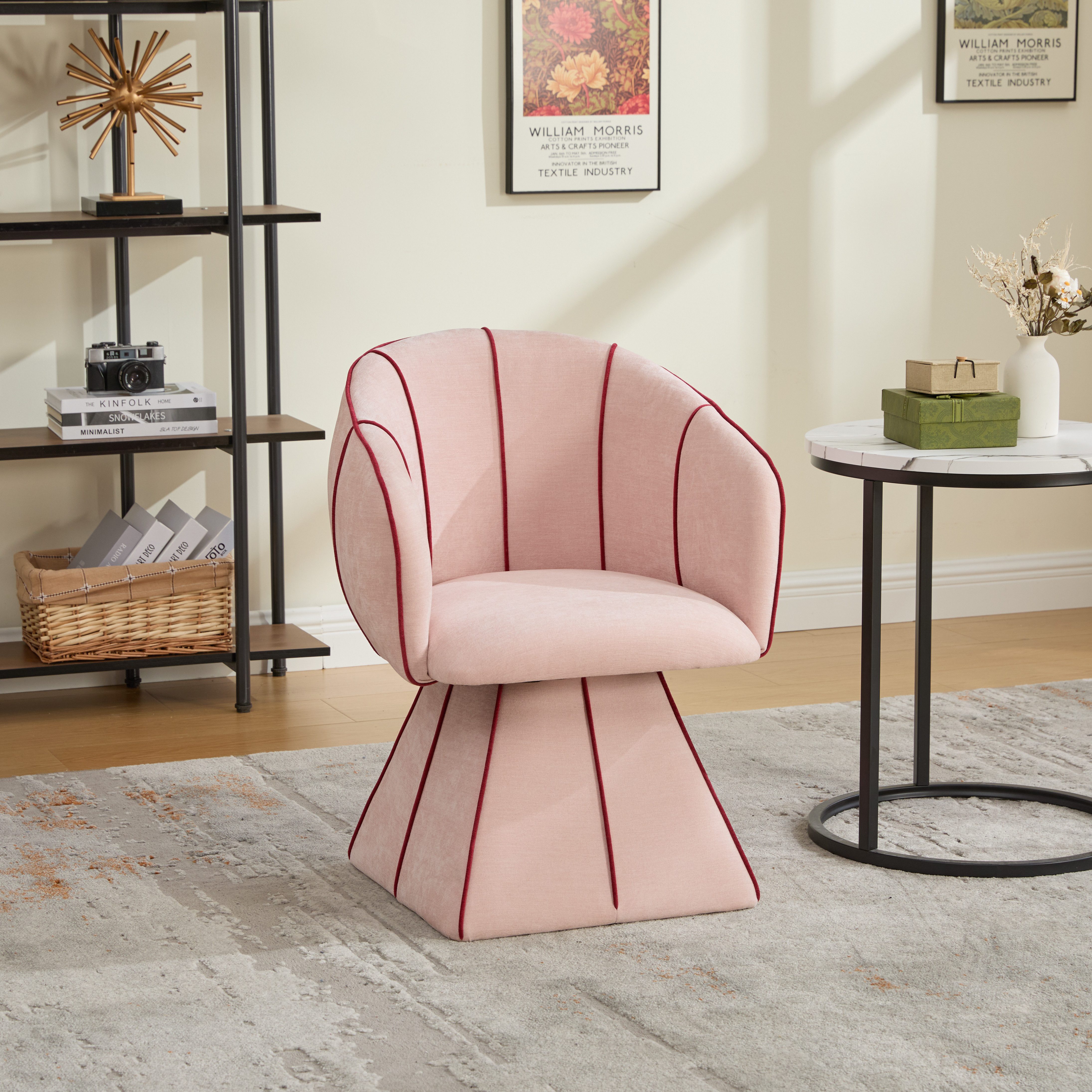 Celya Drehsessel aus Chenille-Stoff, 360° drehbar (Ergonomisch geformt, mit hoher Rückenlehne), ideal für Schlafzimmer und Wohnzimmer