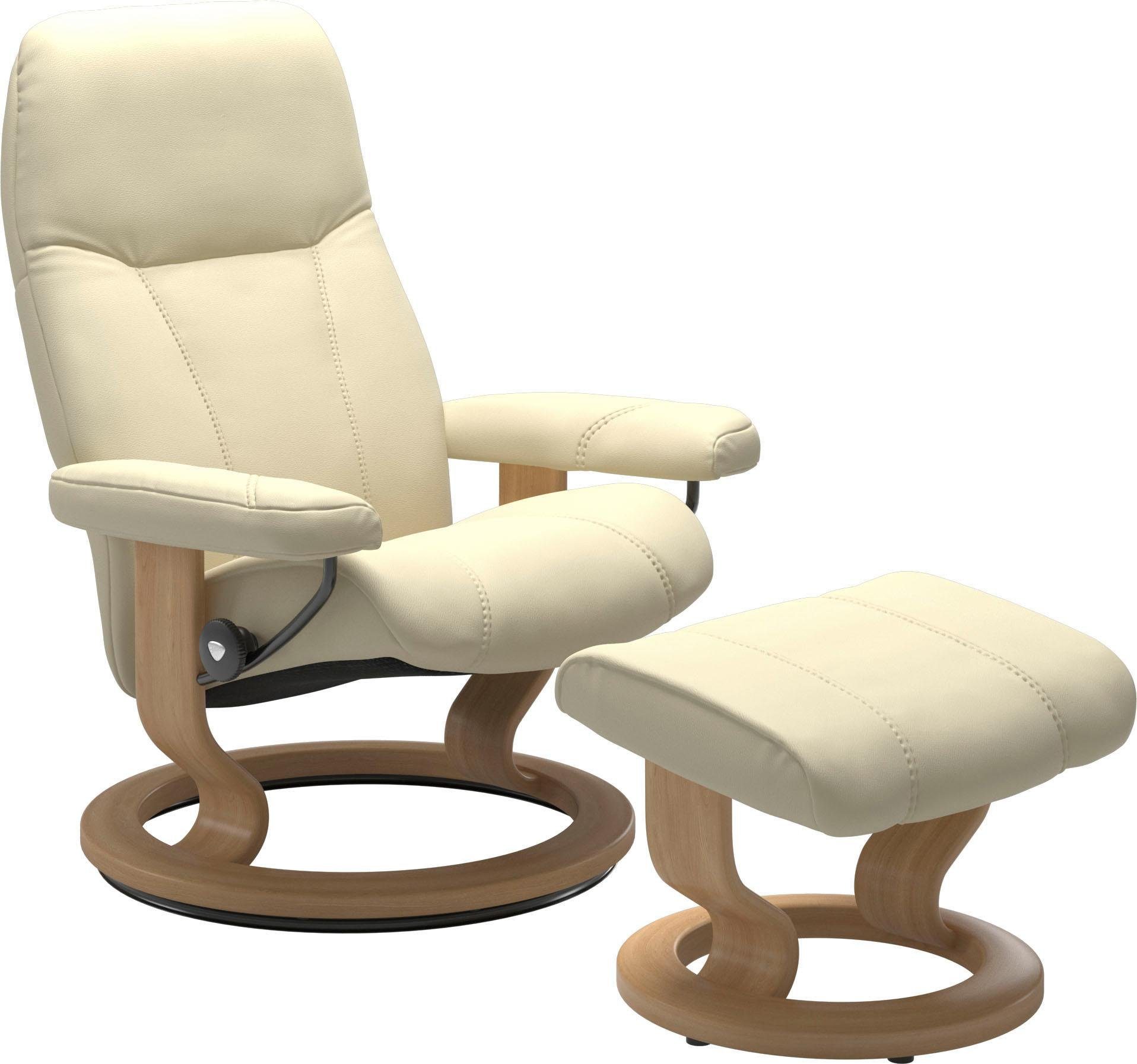 Hocker, mit Consul Relaxsessel mit Gestell Base, Eiche Relaxsessel Classic Stressless® Hocker), M, (Set, mit Größe