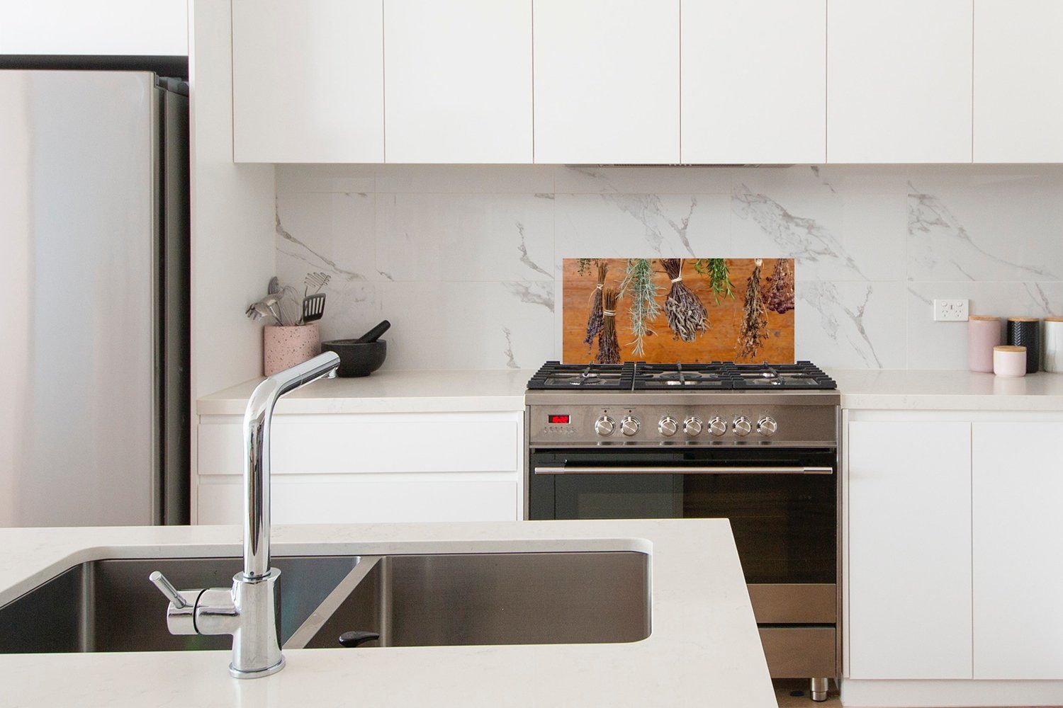 MuchoWow Küchenrückwand Getrocknete 60x30 (1-tlg), für Fett Wandschutz, und Küchen gegen Schmutzflecken cm, Kräuter
