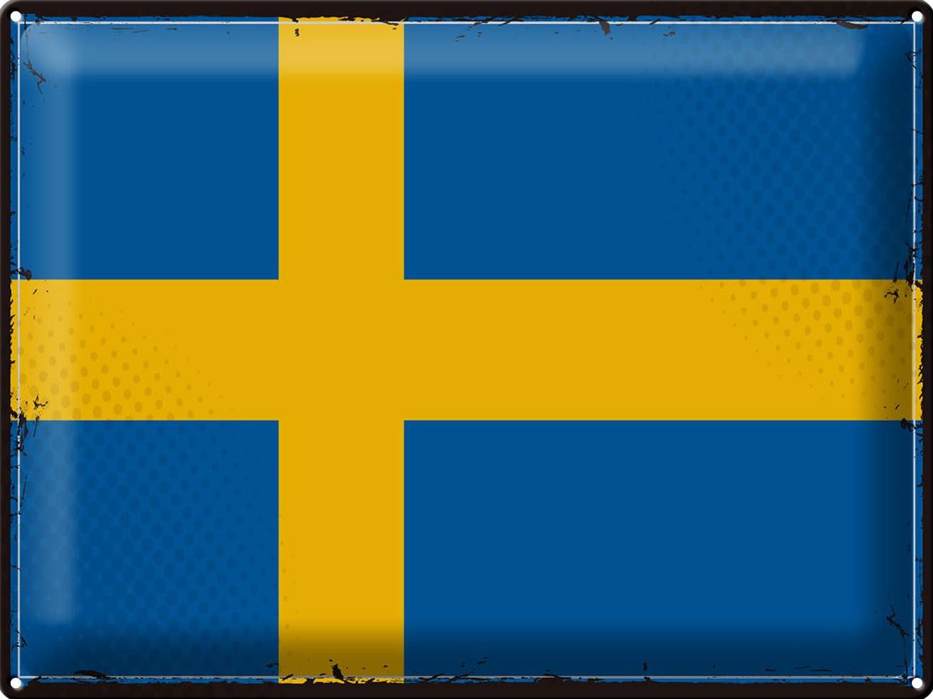 Femer GmbH Metallschild Flagge Schweden 40x30cm Retro Flag of Sweden, (1 St), gewölbte Oberfläche, abgerundete Ecken, umgeschlagene Kanten
