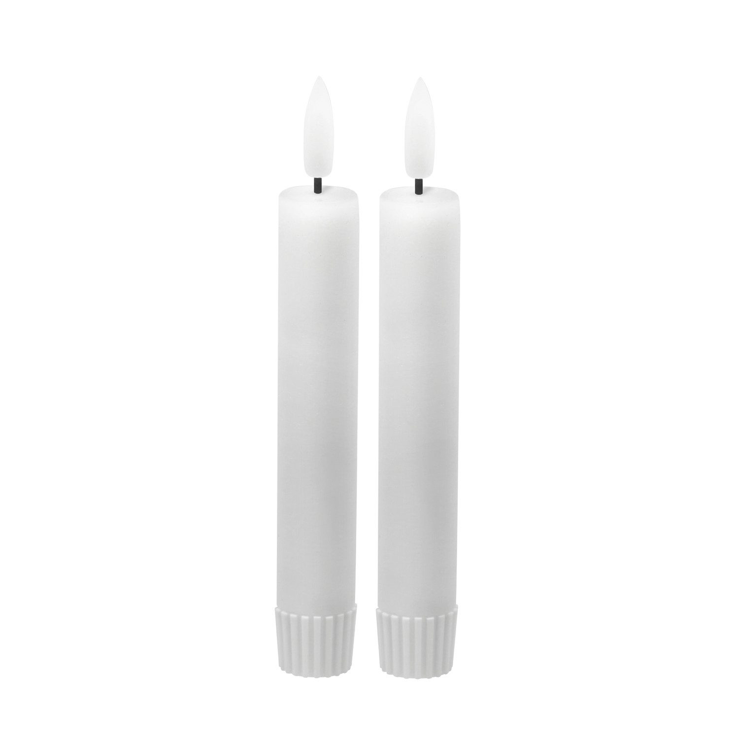 LED-Kerze LED Echtwachs Stabkerze 2er Set weiß 15,5cm