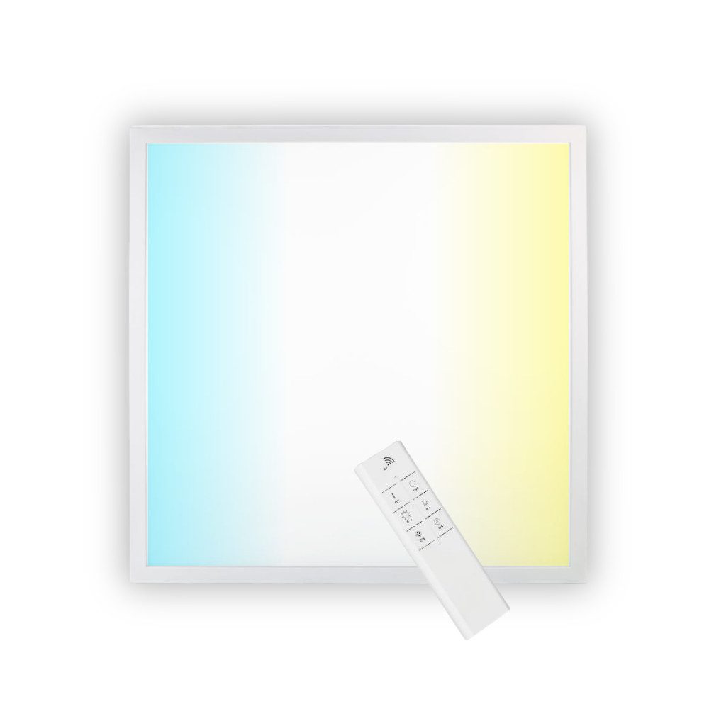 ENOVALITE LED Rasterleuchte LED CCT Panel mit Fernbedienung, dimmbar, 62x62 cm, 36 W, 3600 lm, LED fest integriert, Farbwechsler