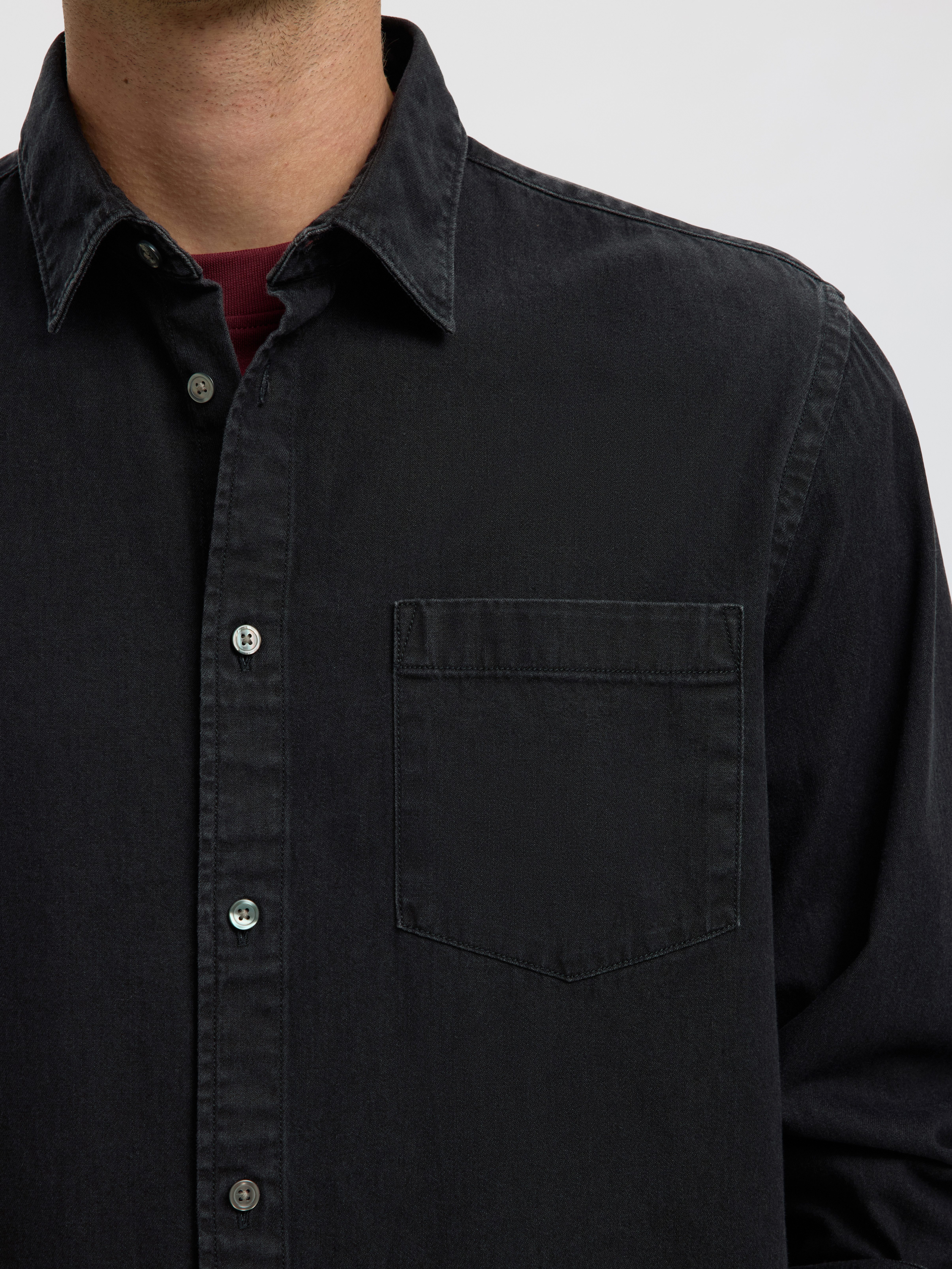 Selected Langarmhemd SLHREGCARLO DENIM LS SHIRT NOOS Baumwolle, regular fit