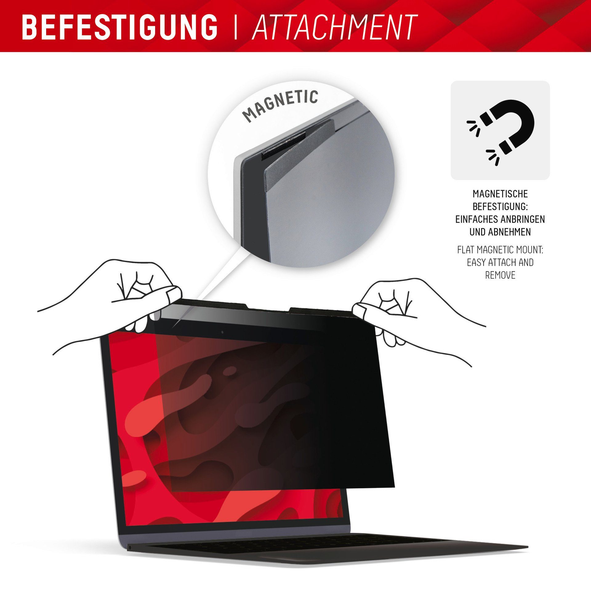 Displex Displayschutzfolie Privacy Safe Blickschutzfilter für Universell für Monitore mit 21,5 (16:9), Blickschutzfolie, Schutzfolie, Bildschirmschutz, kratz- & stoßfest