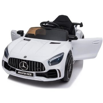 Elektro-Kinderauto Kinder Elektroauto MERCEDES BENZ GTR WEISS, 2X12V FB+AUDIO+LED