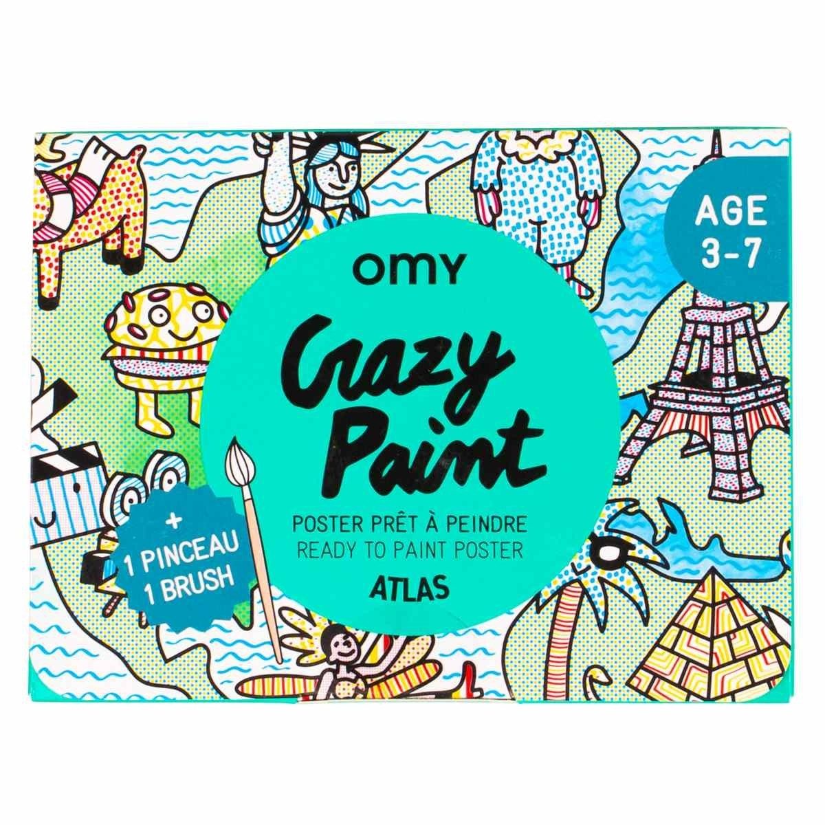 OMY Malvorlage Malposter Weltkarte Wasserfarbe Atlas Kinder ab 3 Jahren Omy