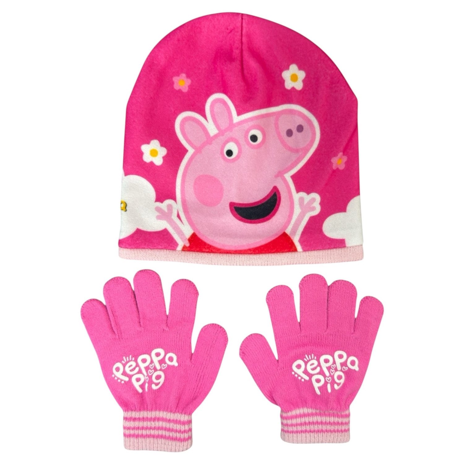 Peppa Pig Jerseymütze PEPPA PIG 15434 - Kinder Winter Set Gr. 51/54 cm Mütze und Handschuhe (mit Handschuhen)