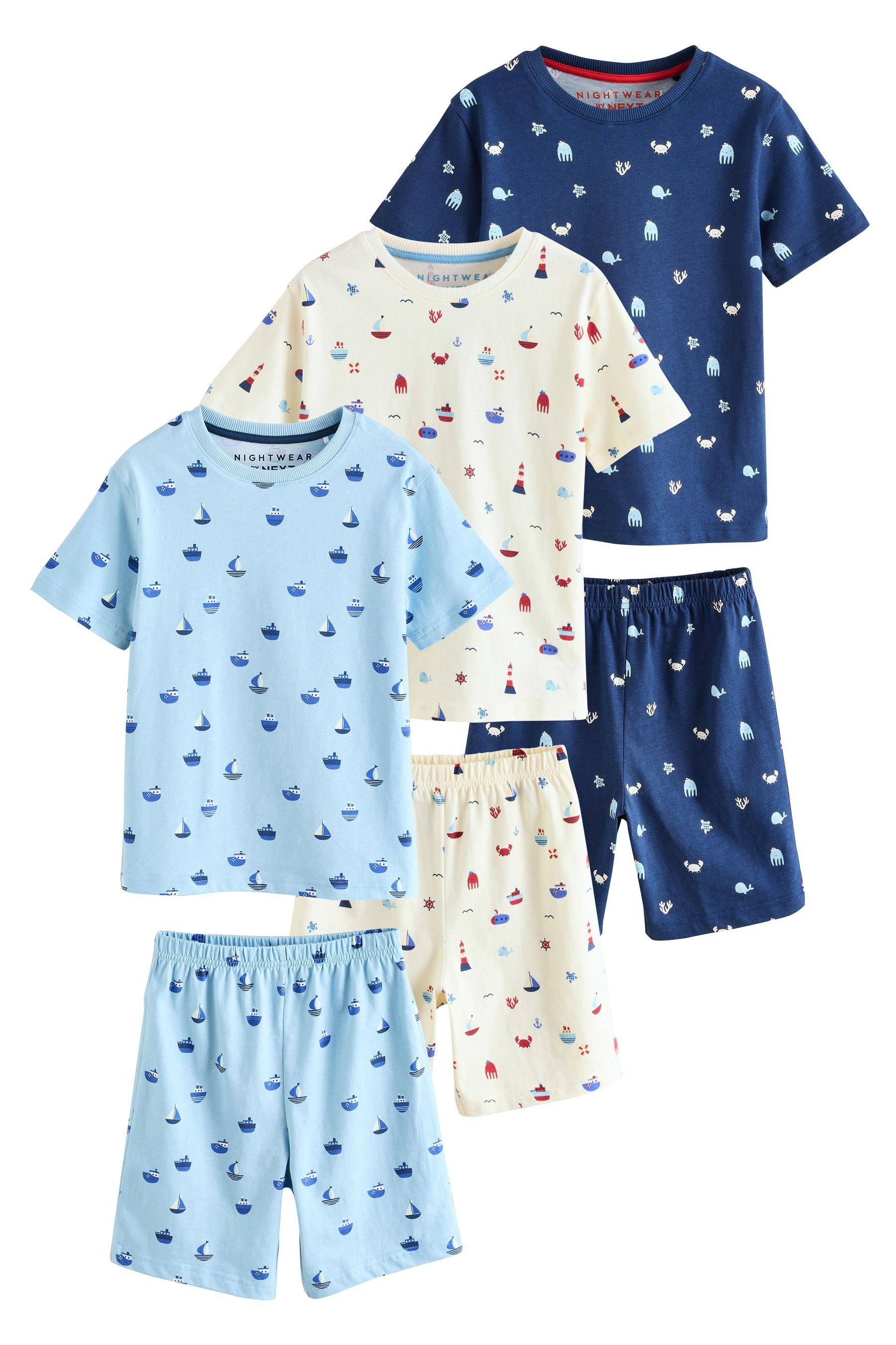 Pyjama Pyjamas mit Shorts aus 100 % Baumwolle, 3er-Pack