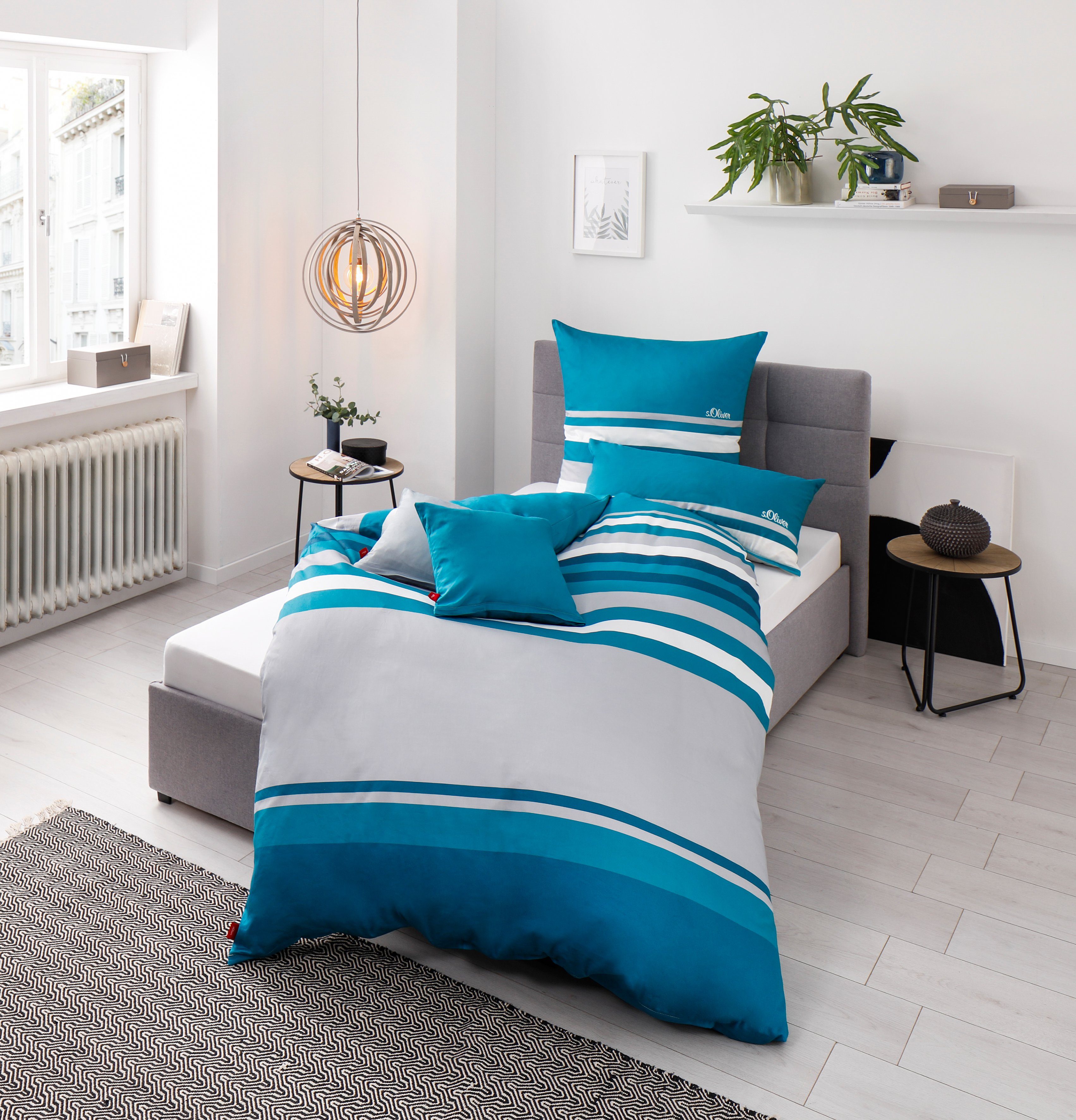 s.Oliver Bettwäsche Fenja in Gr. 135x200 oder 155x220 cm, Renforcé, 2 teilig, gestreifte Bettwäsche, mit GRATIS-Zugabe: 2x Kissenhüllen