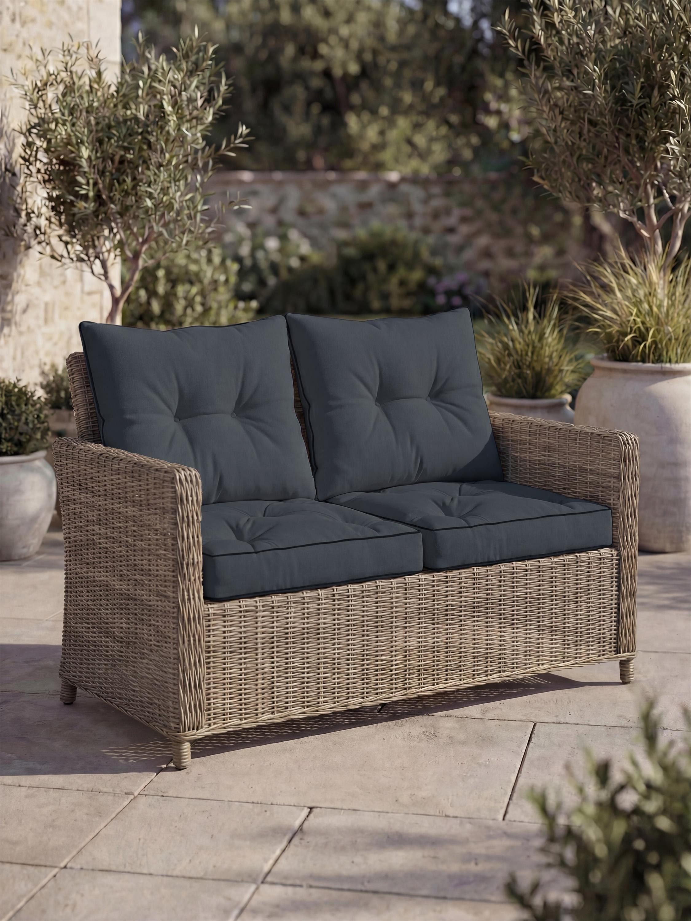 Aspero Sitzauflage Set Stuhl- und Rückenkissen 50x50 cm & 50x40 cm, Gepolsterte Outdoor Kissen Set mit Steppung
