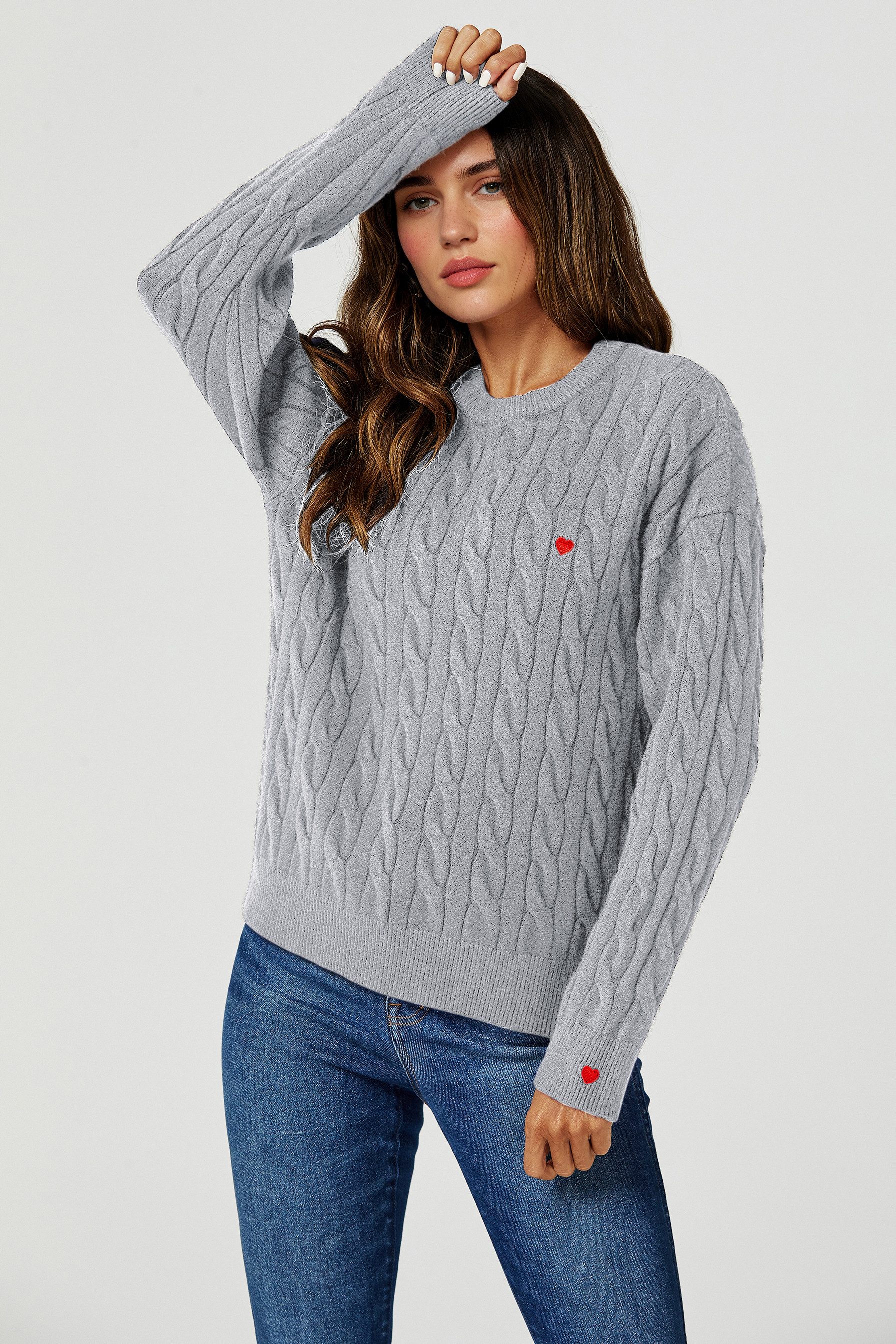 FS Collection Strickpullover Damen Strickpullover Zopfmusterpullover Pullov günstig online kaufen