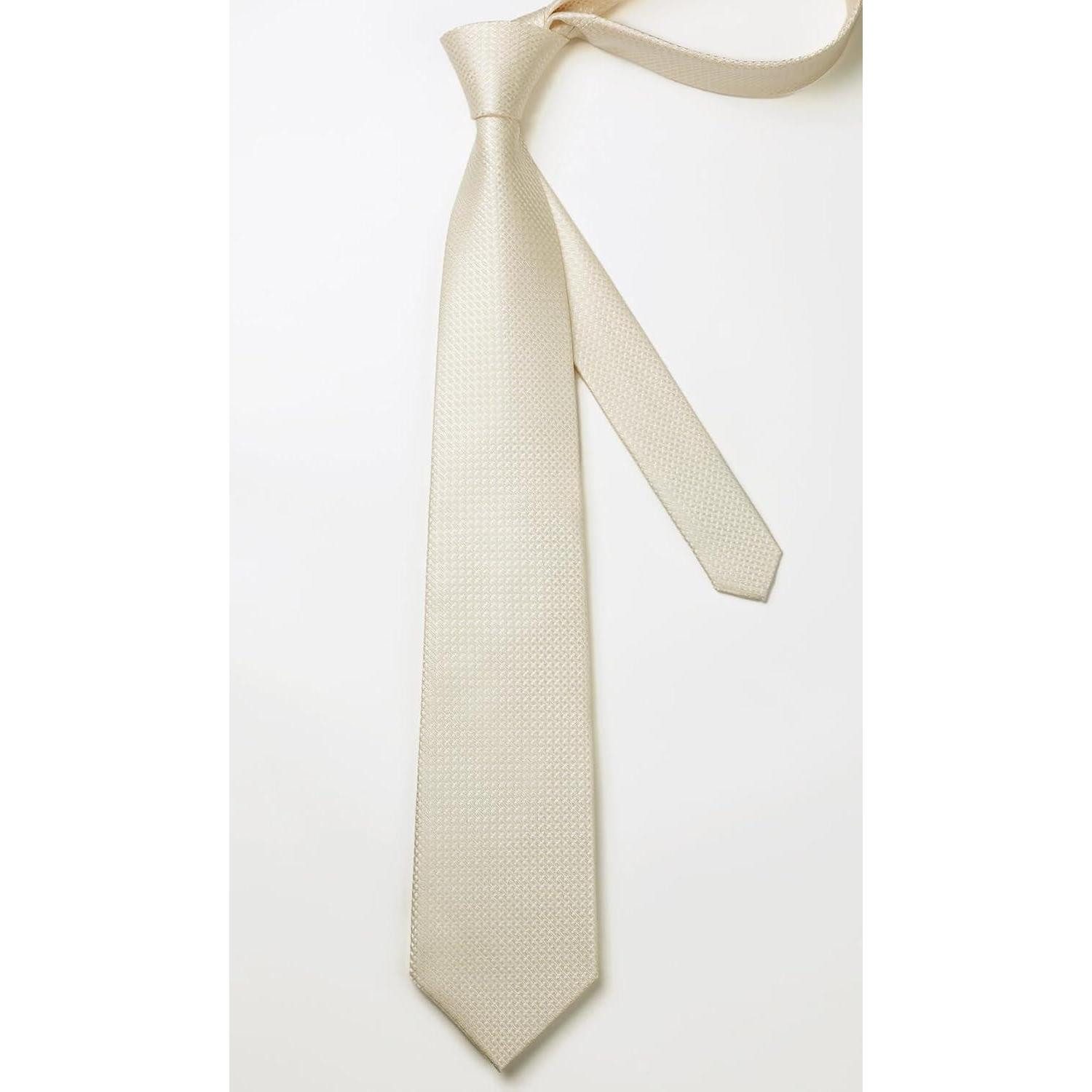 LuxusKollektion Krawatte Krawatte Einstecktuch Set Herren Hochzeit Business Heller Champagner