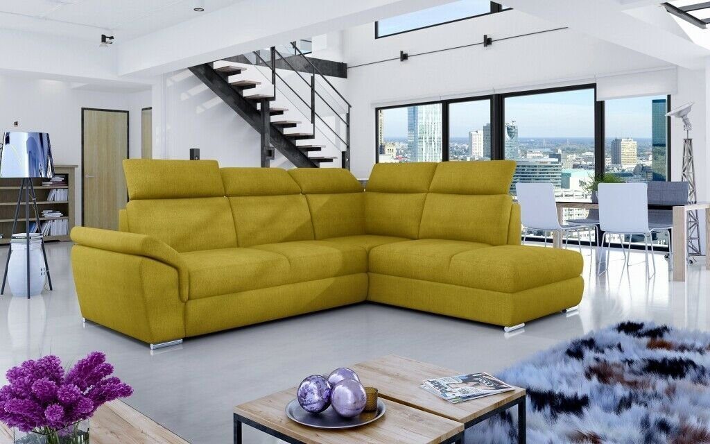 JVmoebel Ecksofa, Stoff Modern Gelb Design Textil Polster Couch Sofa L-Form Ecksofa