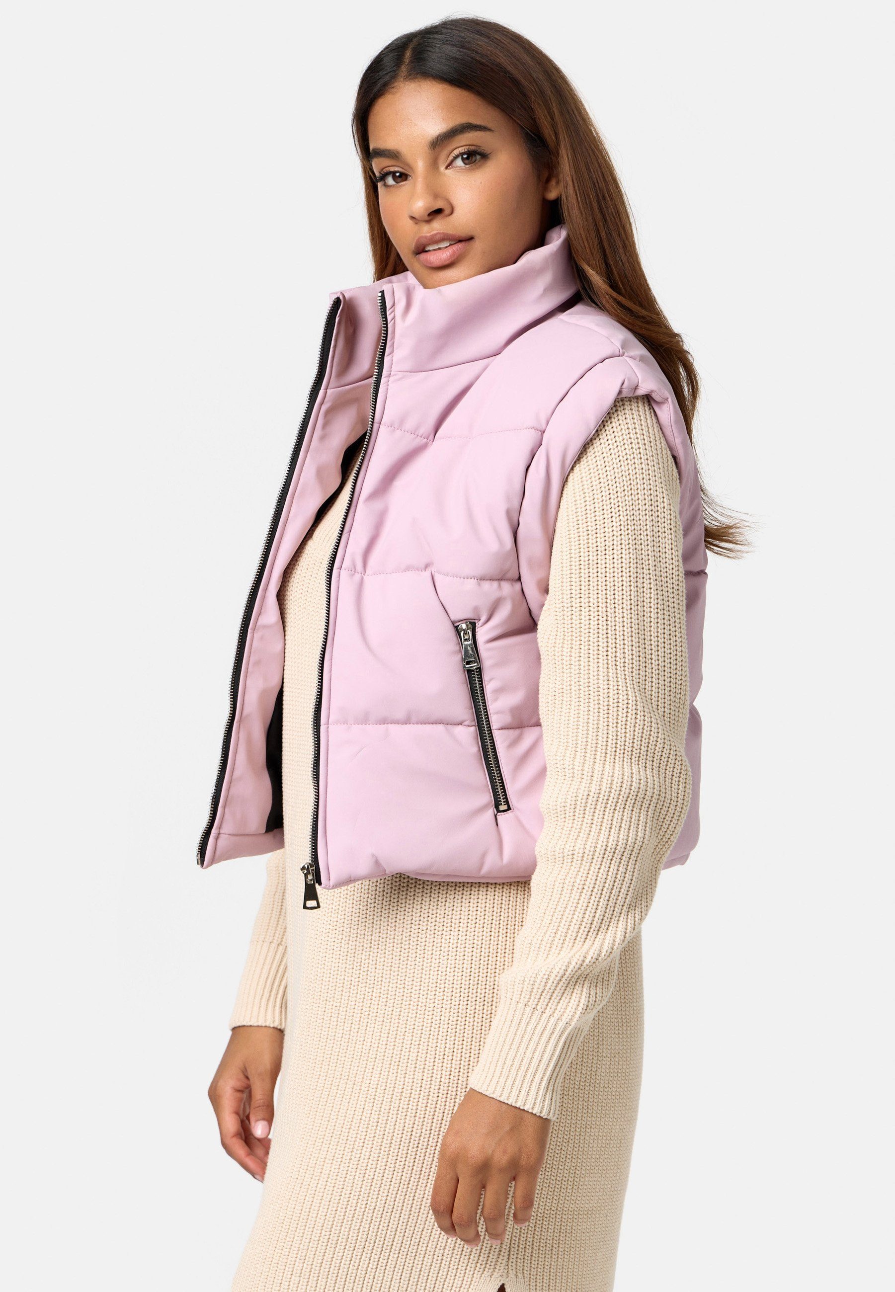 Lila Kunstleder Steppweste Worldclassca S-L aus Steppweste Worldclassca Kurze Winter Damen