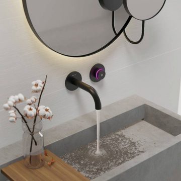 Steinberg Unterputzarmatur »Iflow Matt Black« LED-Beleuchtung, vollelektronische Wand-Waschtischarmatur