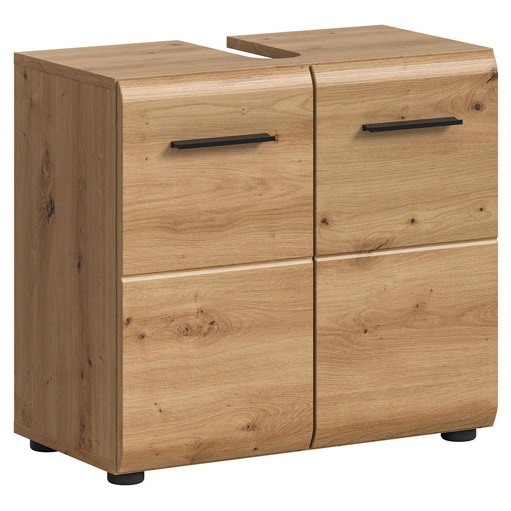 Lomadox Waschbeckenschrank IGGESUND-158 60 cm breit mit 2 Türen, Eiche