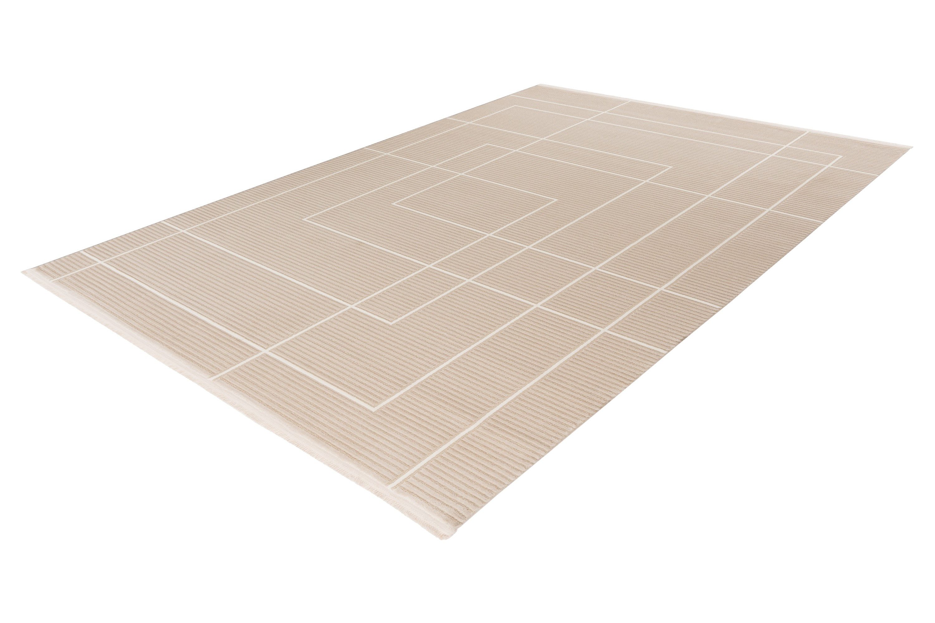 Kayoom Teppich Stage 125, rechteckig, Höhe: 11 mm, weicher Kurzflor, Hoch Tief Struktur, Wohnzimmer
