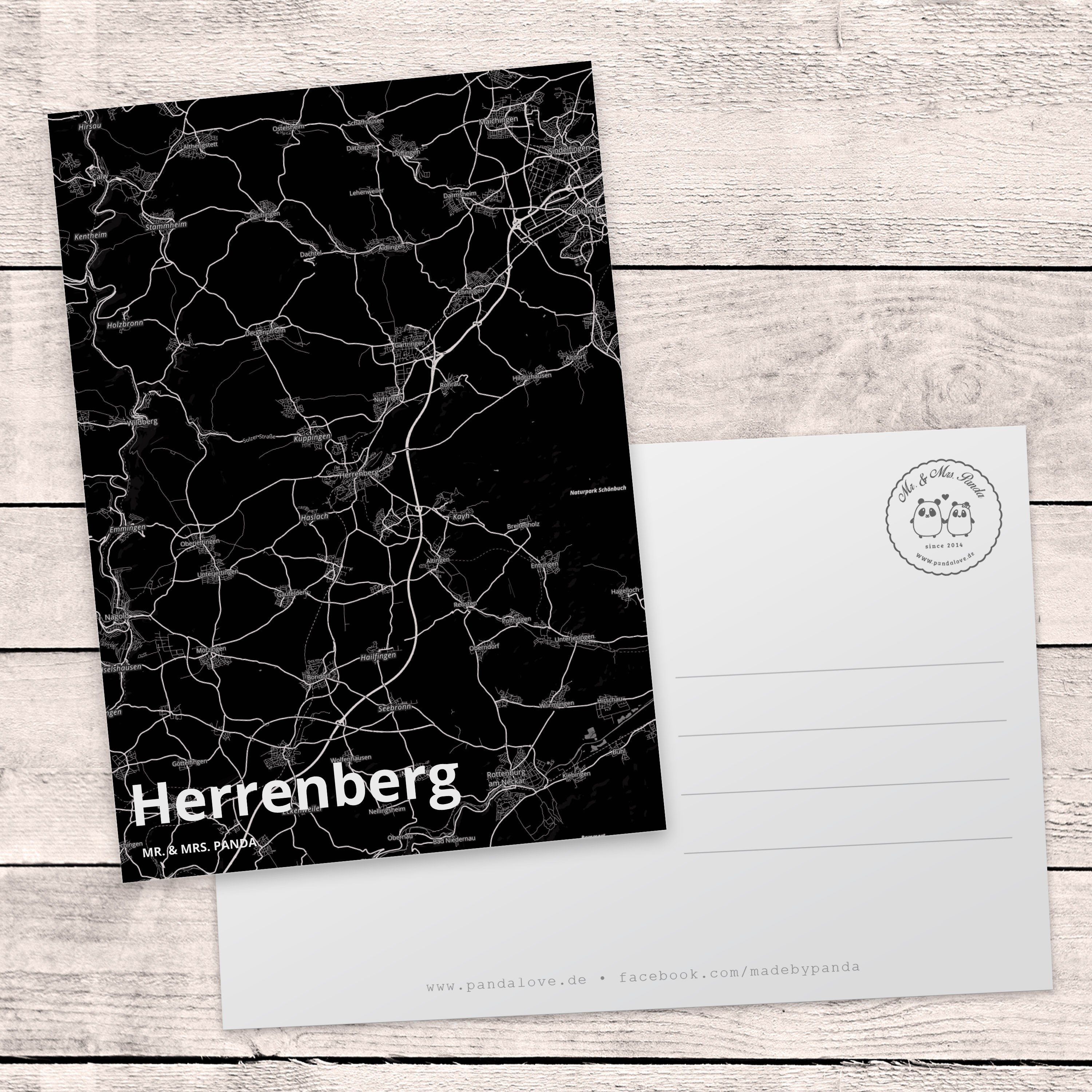 Landkar Mr. Geschenk, Mrs. - Stadt Postkarte & Grußkarte, Dorf Herrenberg Panda Einladung, Karte
