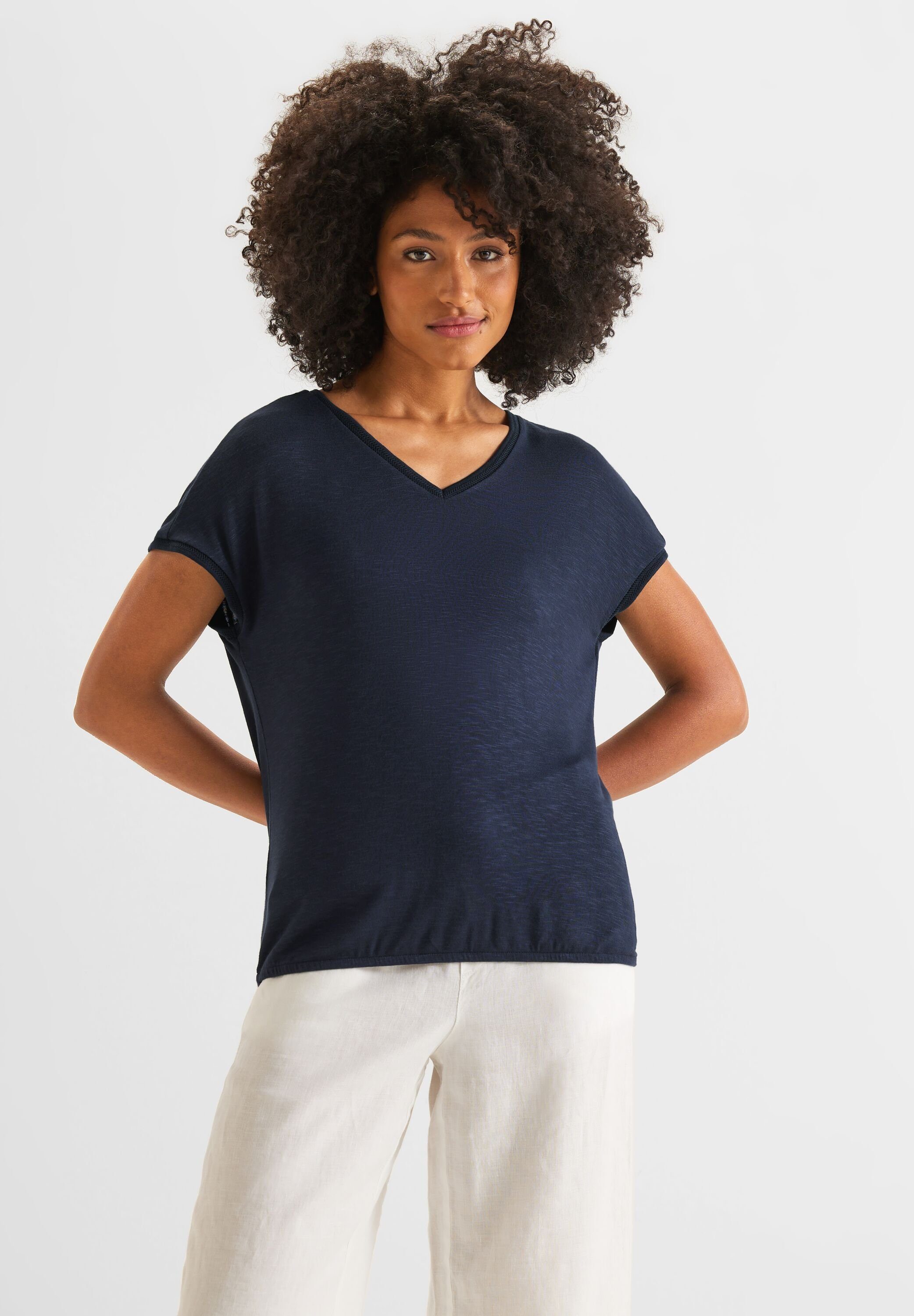 STREET ONE T-Shirt Unifarbe splash in deep blue