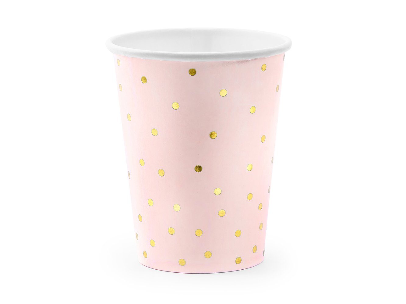 partydeco Einweggeschirr-Set, Papier, Pappbecher Punkte 260ml rosa gold 6er Set