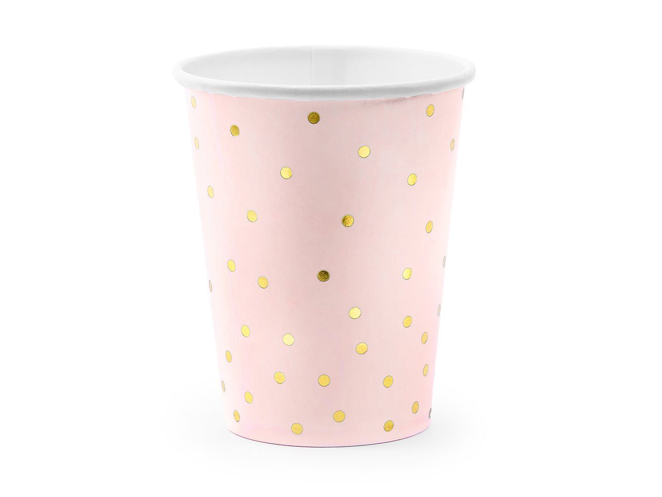 Set 6er 260ml Pappbecher rosa gold Einweggeschirr-Set, partydeco Punkte