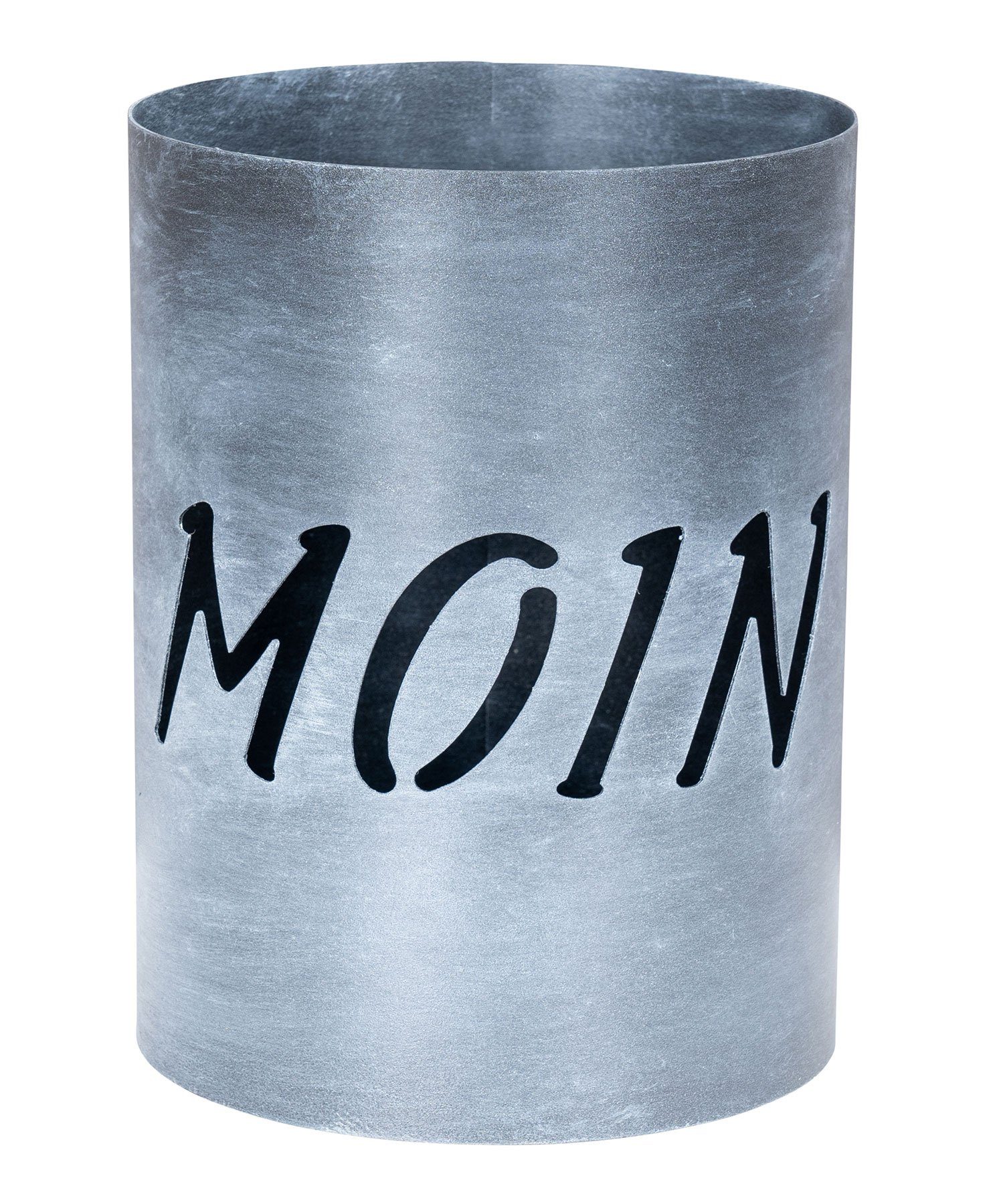 Levandeo® Teelichthalter, Windlicht Metall Grau Moin H20cm Maritime Garten Deko Gartenleuchte