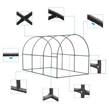 Sekey Foliengewächshaus Foliengewächshaus Tunnel Foliengewächshaus Tomatengewächshaus Aufzucht, 300 x 200 x 190 cm, Folientunnel 150g/m² Extra Stabil und Langlebig