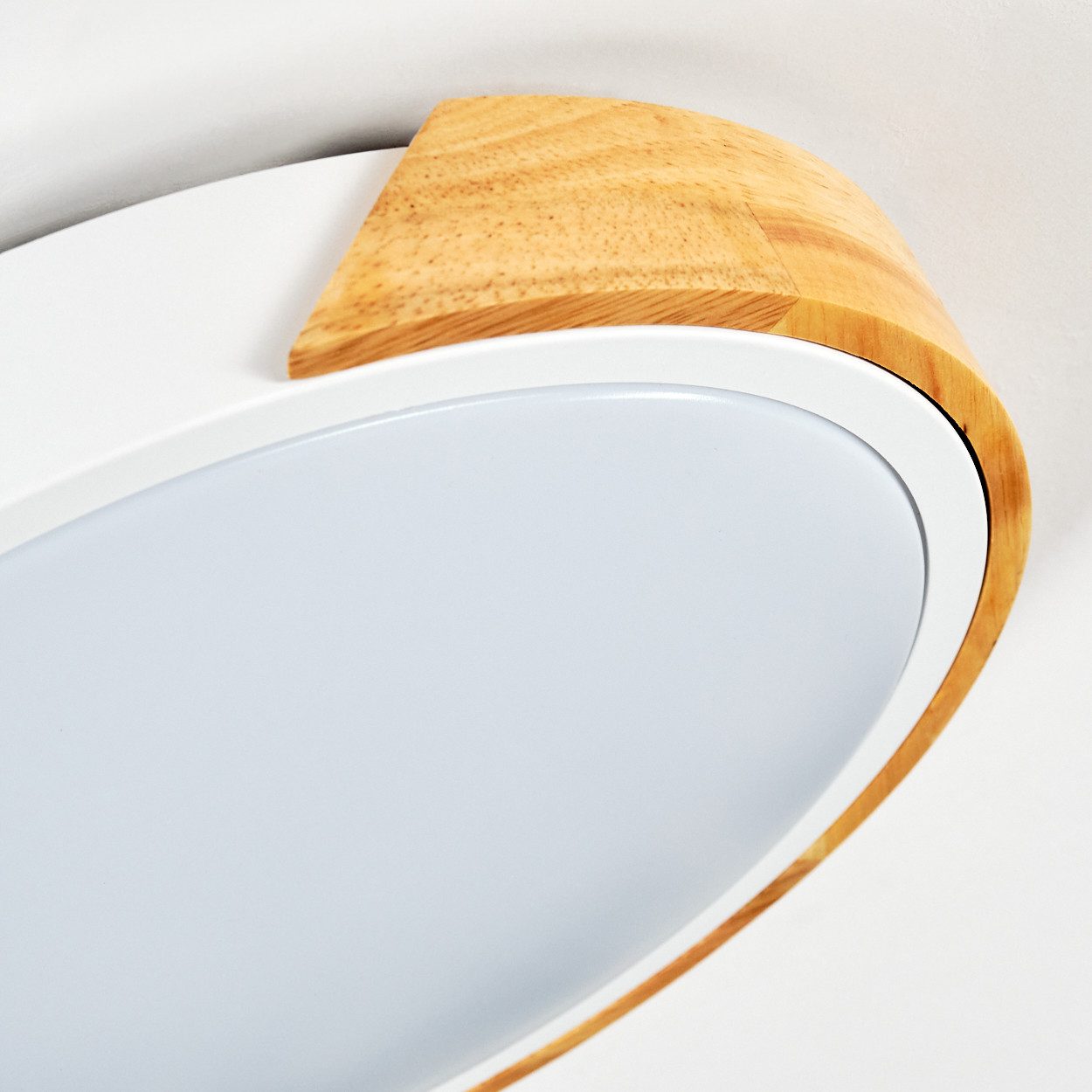 hofstein Deckenleuchte Deckenlampe aus Metall/Holz/Kunststoff in Schwarz/Natur/Weiß, ohne Leuchtmittel, 3000 Kelvin, Leuchte im modernen Design, (29,5cm), 16 W, 1700 Lumen, 3000 Kelvin