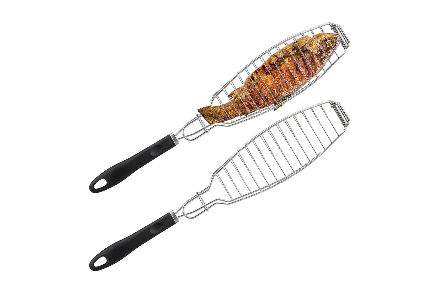 relaxdays Grillguthalter Fischbräter 2er Set, Edelstahl, (2-St)