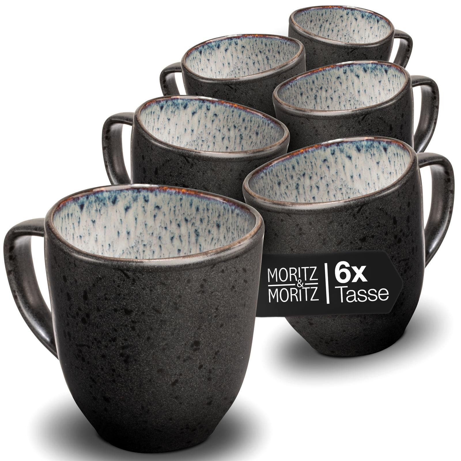 Moritz & Moritz Tasse Moritz & Moritz ORGANIC reaktiv grau Tassen Set 6tlg., 6-tlg., Steinzeug, für 6 Personen - spülmaschinen- und mikrowellengeeignet