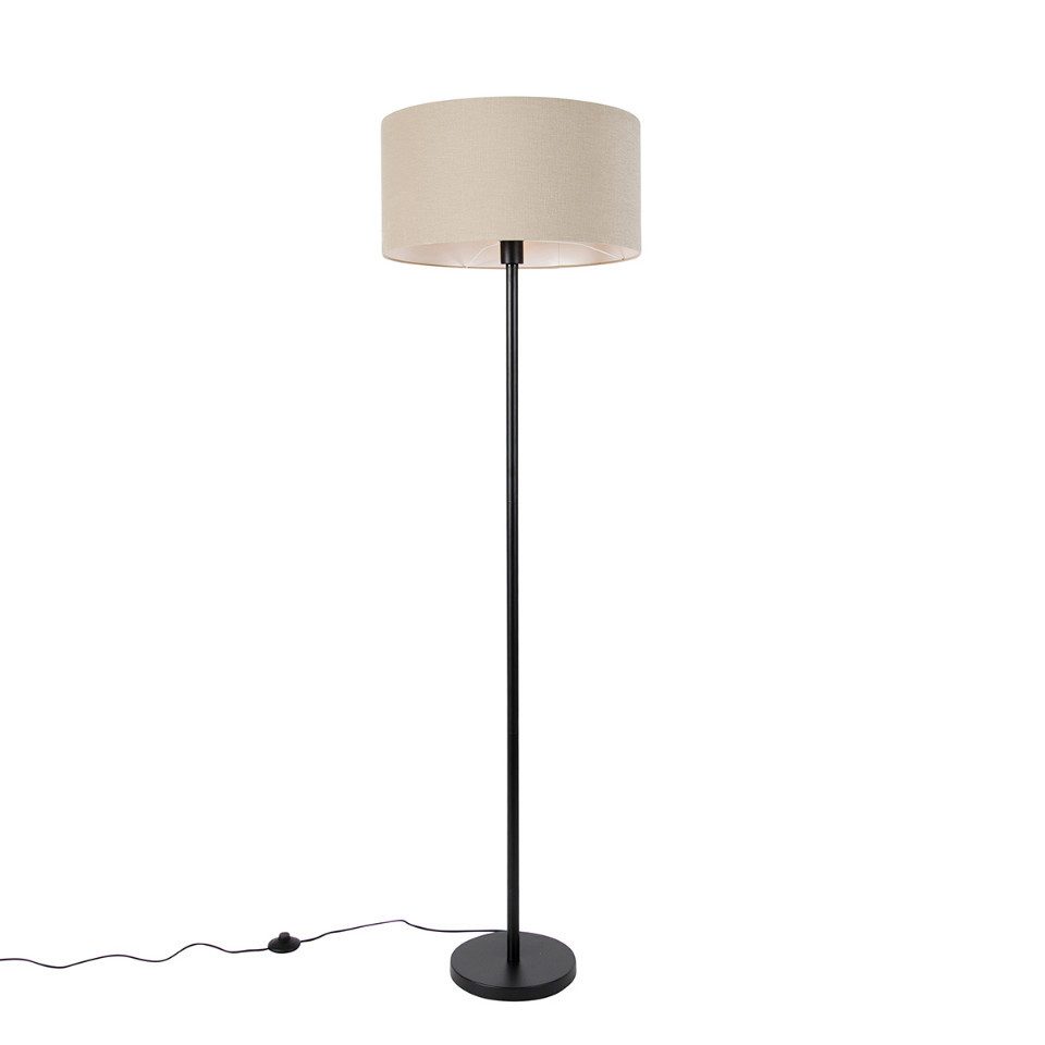 Qazqa Stehlampe Simplo stof, ohne Leuchtmittel, E27, Schwarz, Design, Stahl günstig online kaufen