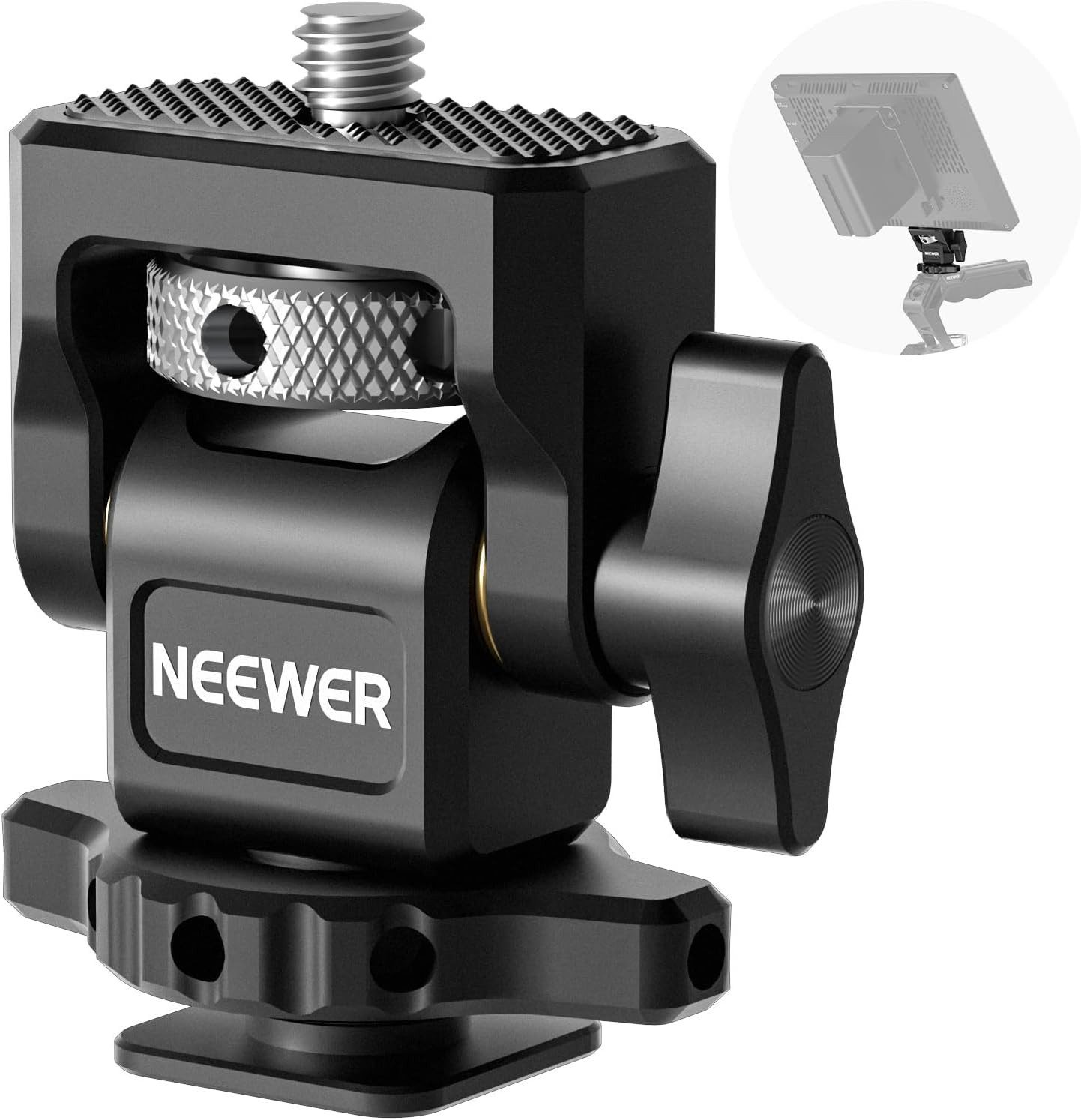 Neewer Monitor-Halterung MA002 Kamera Monitor Halterung mit Cold Shoe für 5" & 7" Field Monitor, (Packung, 1/4" Schraube, 360° Schwenkbar, 180° Neigung Dämpfung)