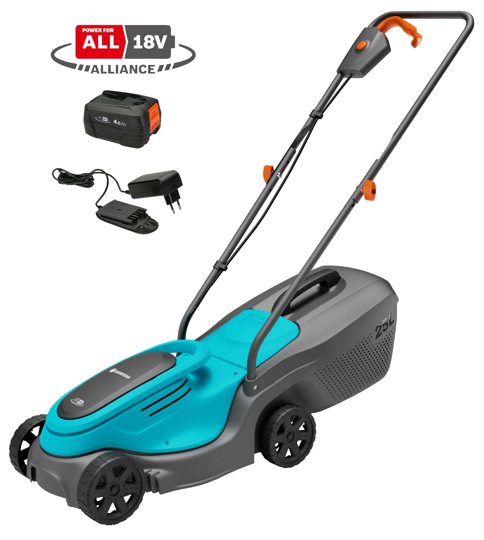 GARDENA Akkurasenmäher PowerMax 30/18V P4A Ready-To-Use Set, 30 cm Schnittbreite, Ready-To-Use Set inkl. Akku und Ladegerät