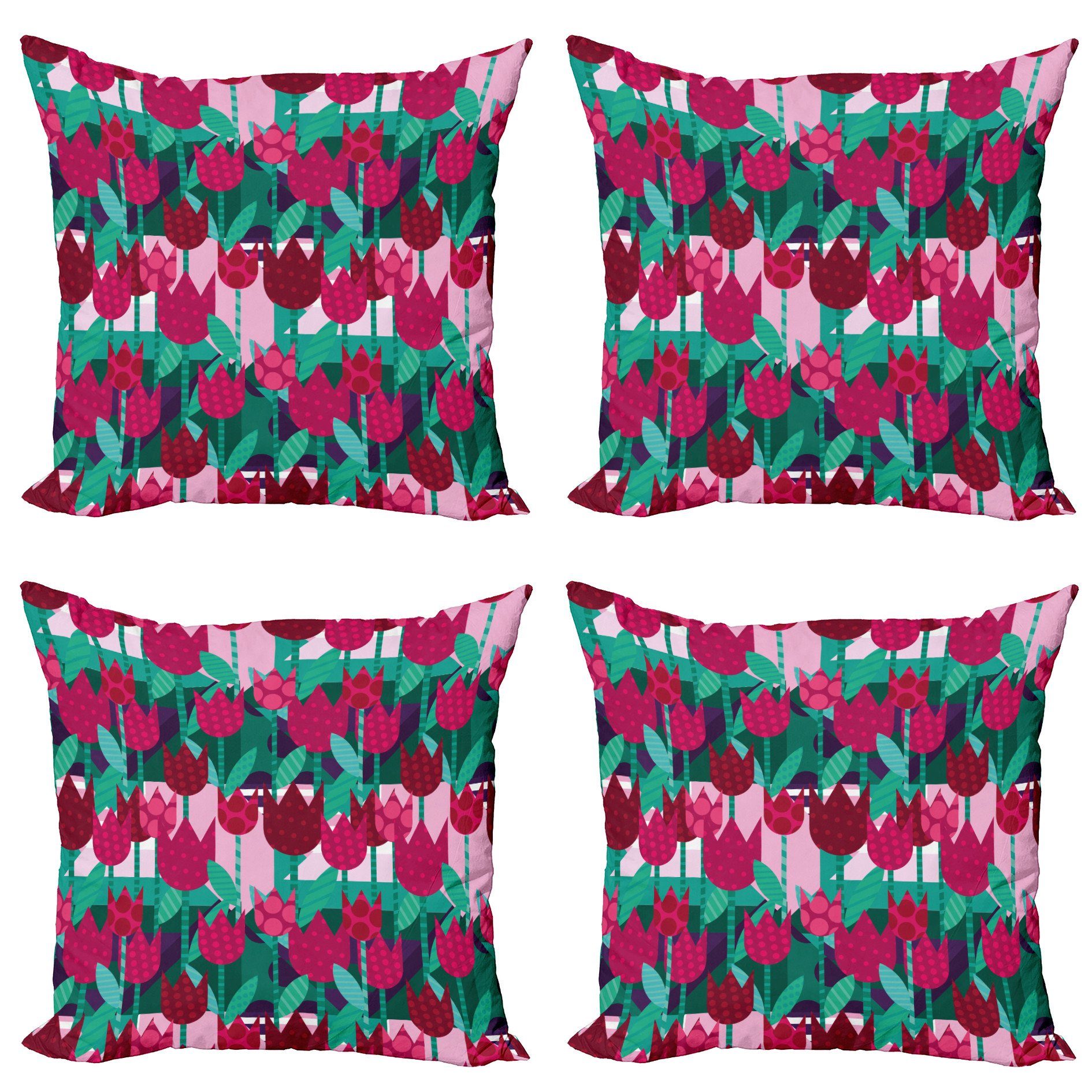 Kissenbezüge Modern Accent Doppelseitiger Digitaldruck, Abakuhaus (4 Stück), Blumen Abstrakte Tulpen Blumen