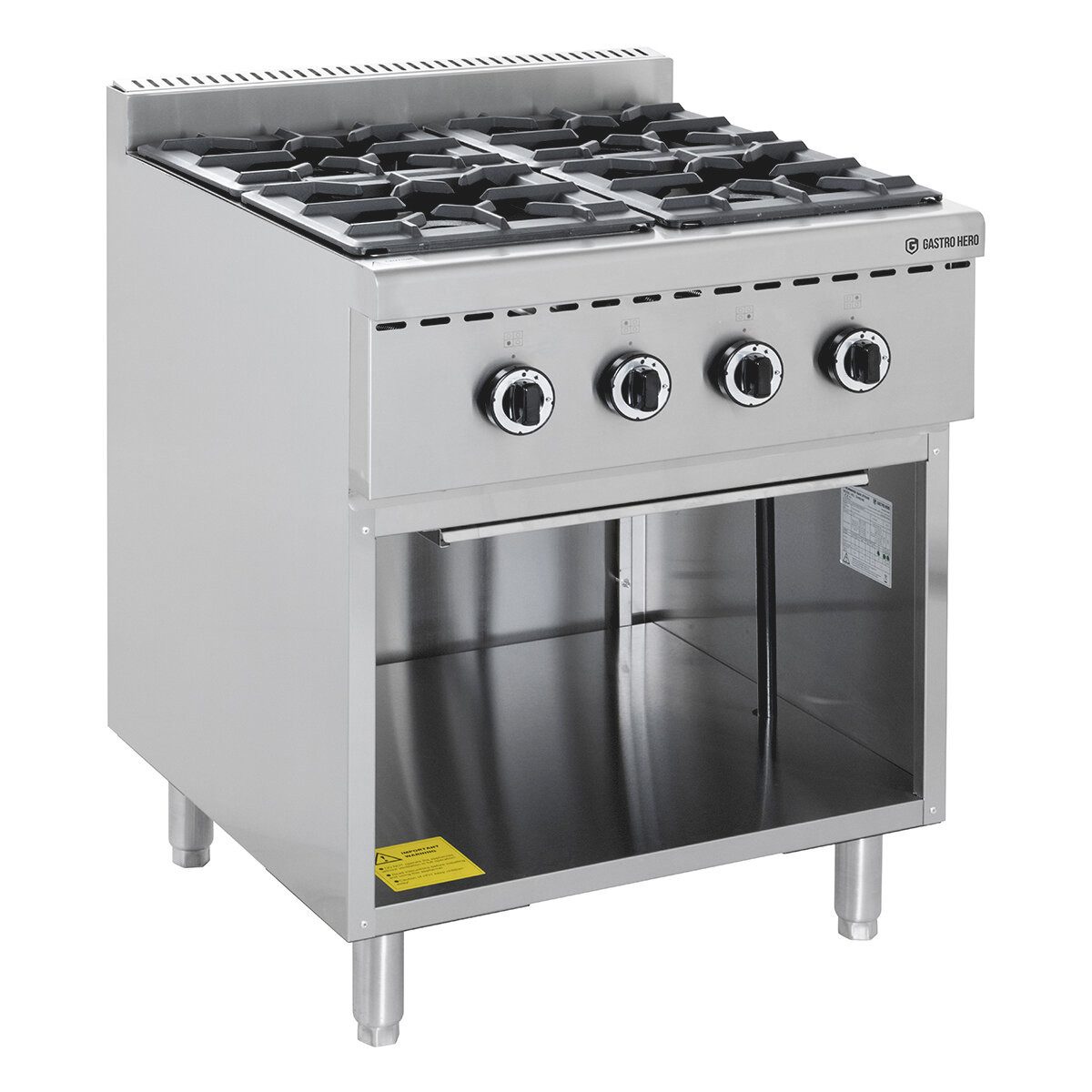 GastroHero Dönergrill Gasherd 4 Brenner 28,8 kW Edelstahl Gastro Standherd, 28800 W