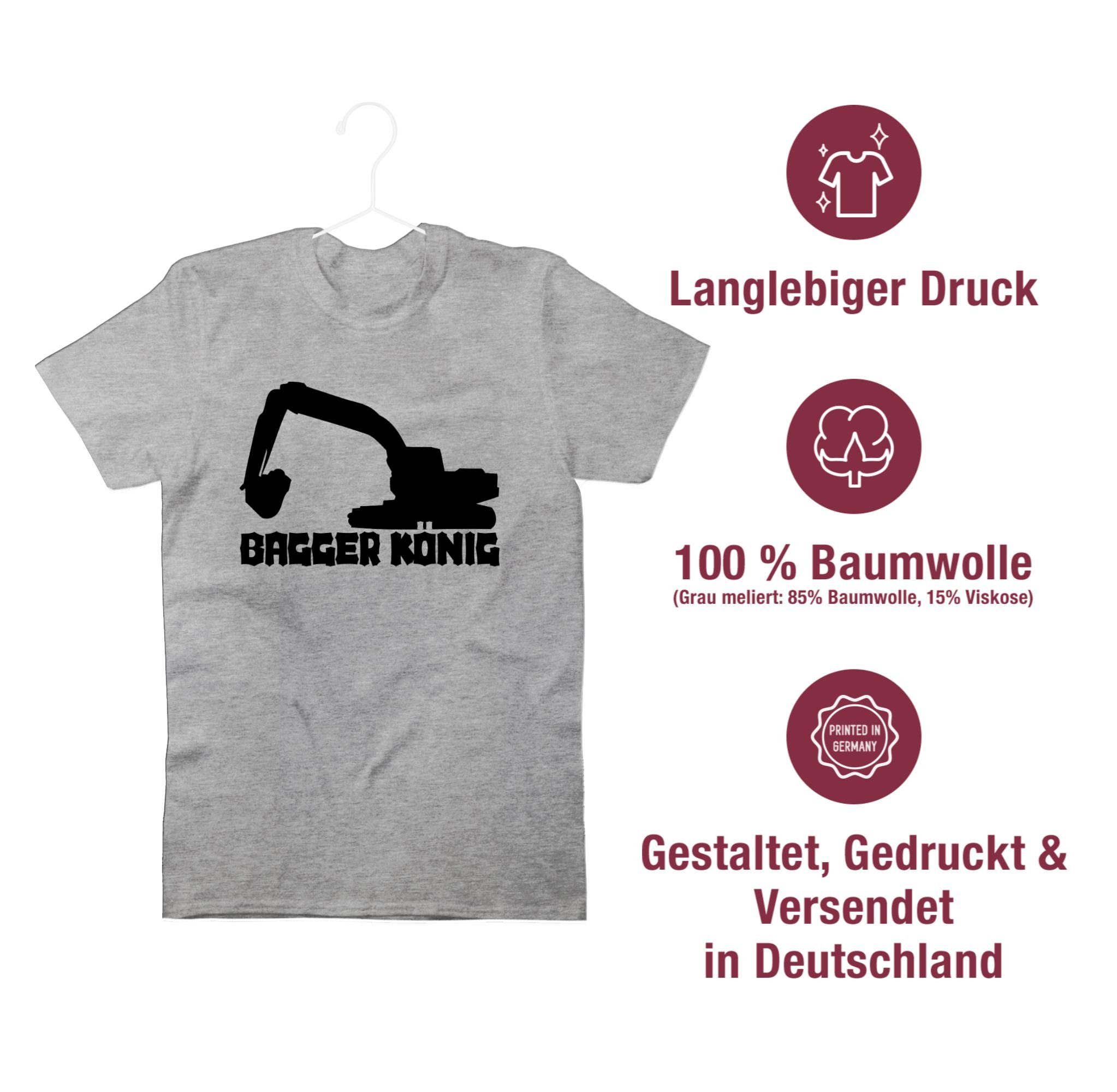 Shirtracer T-Shirt Bagger König Fahrzeuge Grau 2 meliert