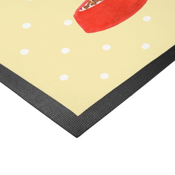 Fußmatte 50 x 75 cm Katze Fressen - Gelb Pastell - Geschenk, Schmutzfänger, Ka, Mr. & Mrs. Panda, Höhe: 0.3 mm, Charakteristische Designs