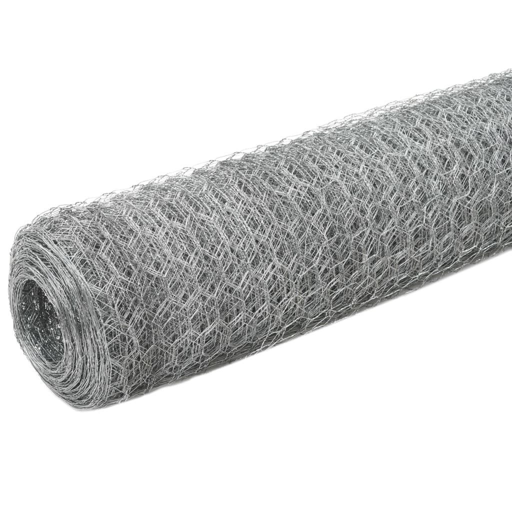 vidaXL Gartenzaun Drahtzaun Verzinkter Stahl 25x1,5 m Silbern, (1-St)