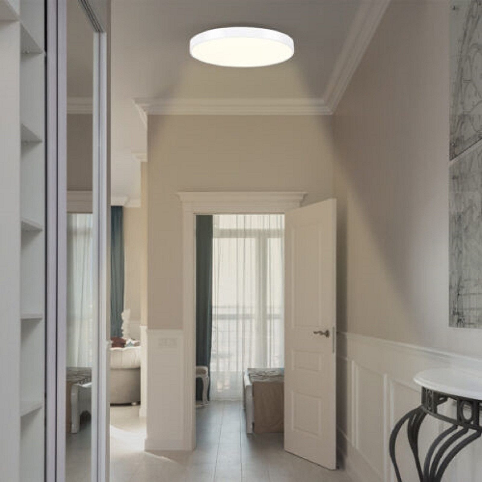 ZMH LED Deckenleuchte Wohnzimmer Ø21cm 12W Deckenlampe Rund für Flur Schlafzimmer, Augenschutz, LED fest integriert, 3000K