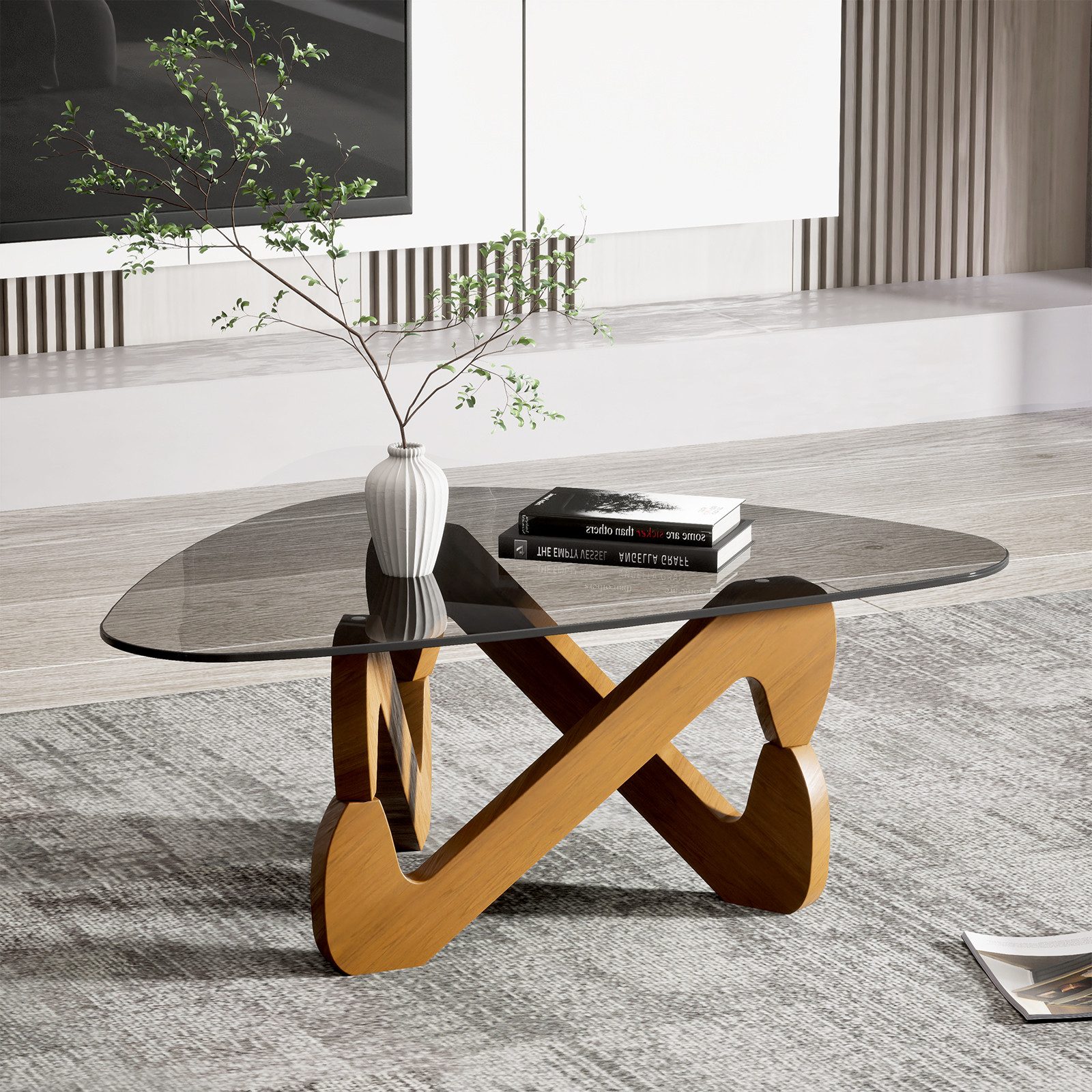 TWSOUL Couchtisch Gehärtete Glasplatte Durchsichtig Wohnzimmertisch Massivh günstig online kaufen