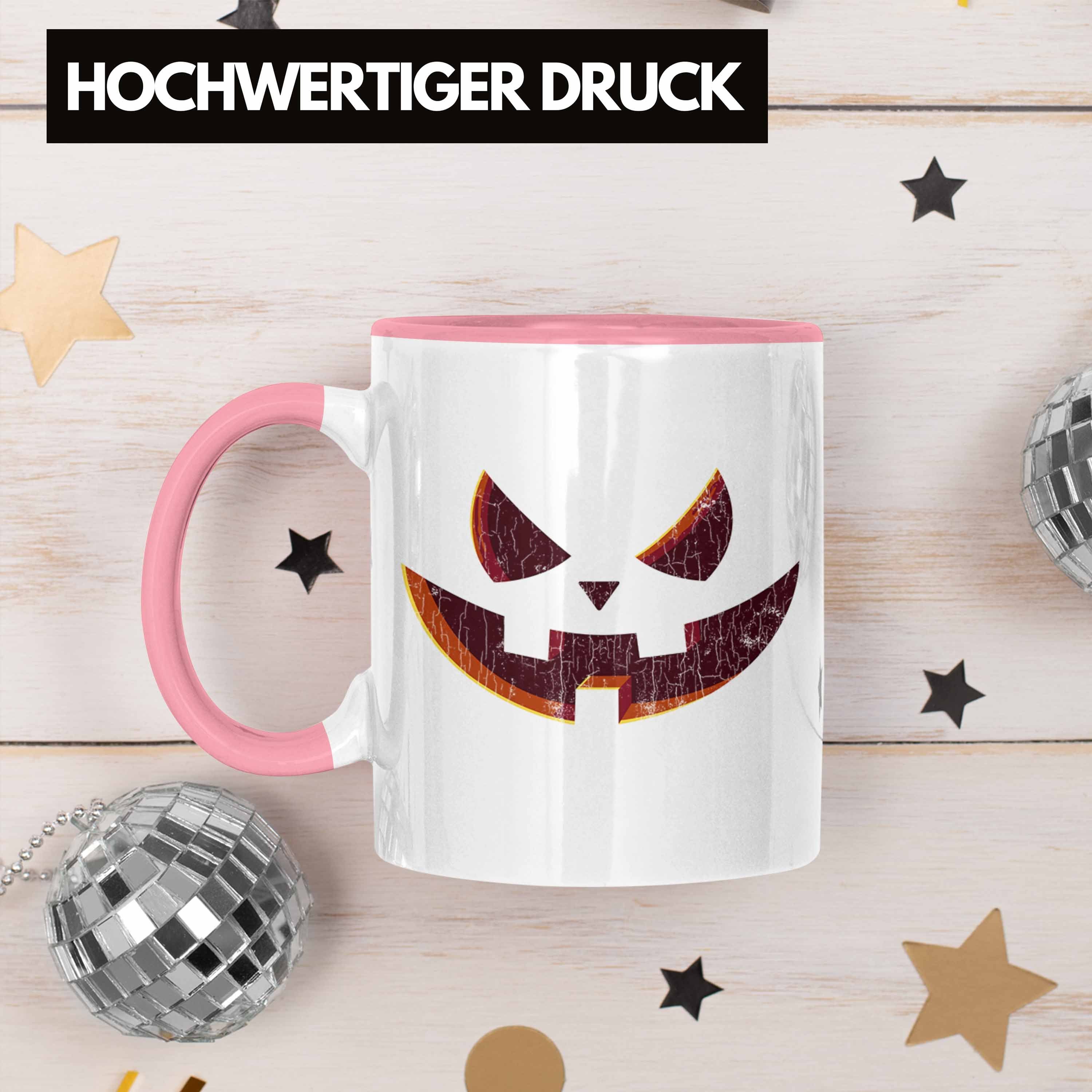 Rosa Becher Kürbis Gesicht Kürbis Tasse Dekoration Tasse Trendation Halloween