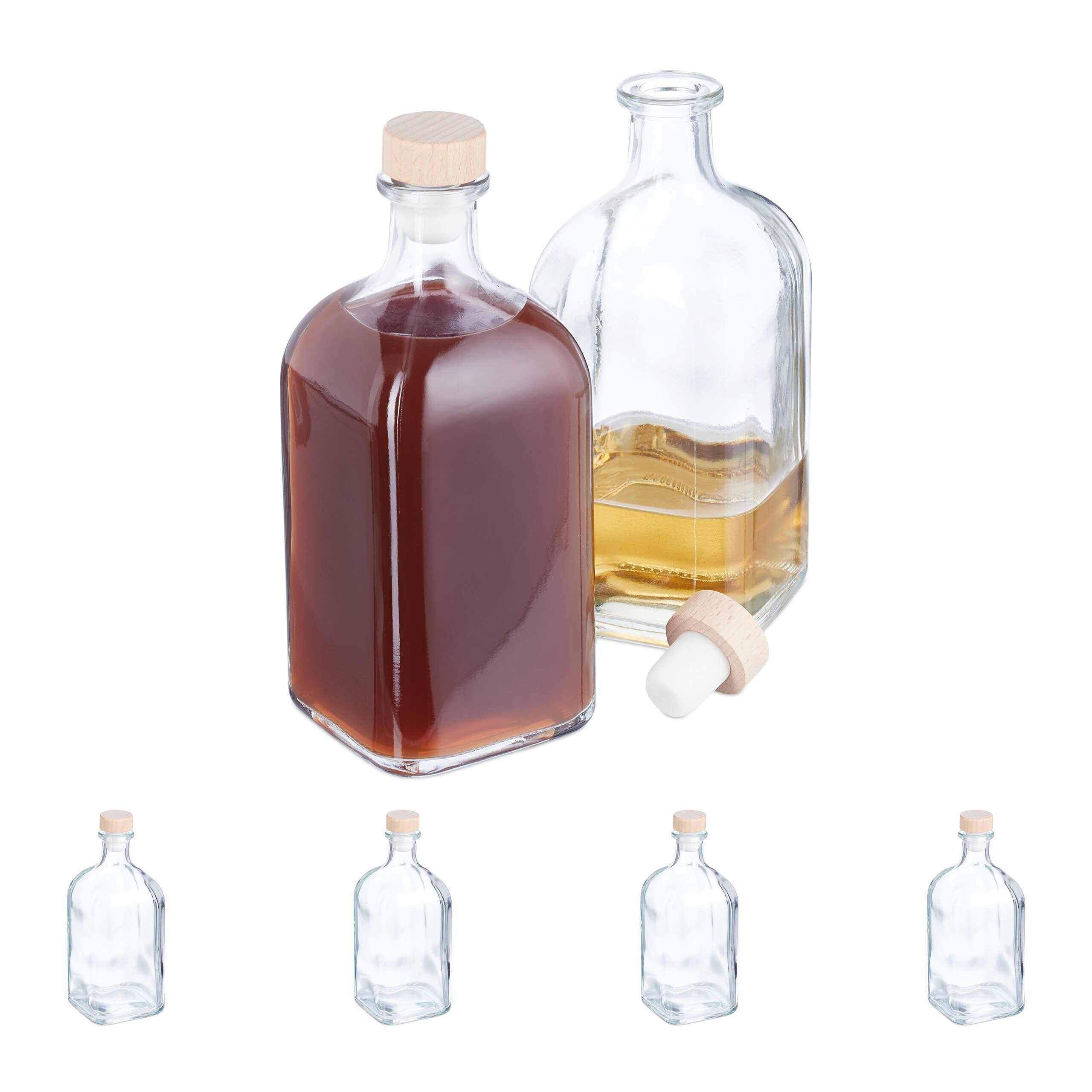 relaxdays Vorratsglas Flaschen zum Befüllen 6er Set 500 ml, Glas, (6-tlg., 6er Set)